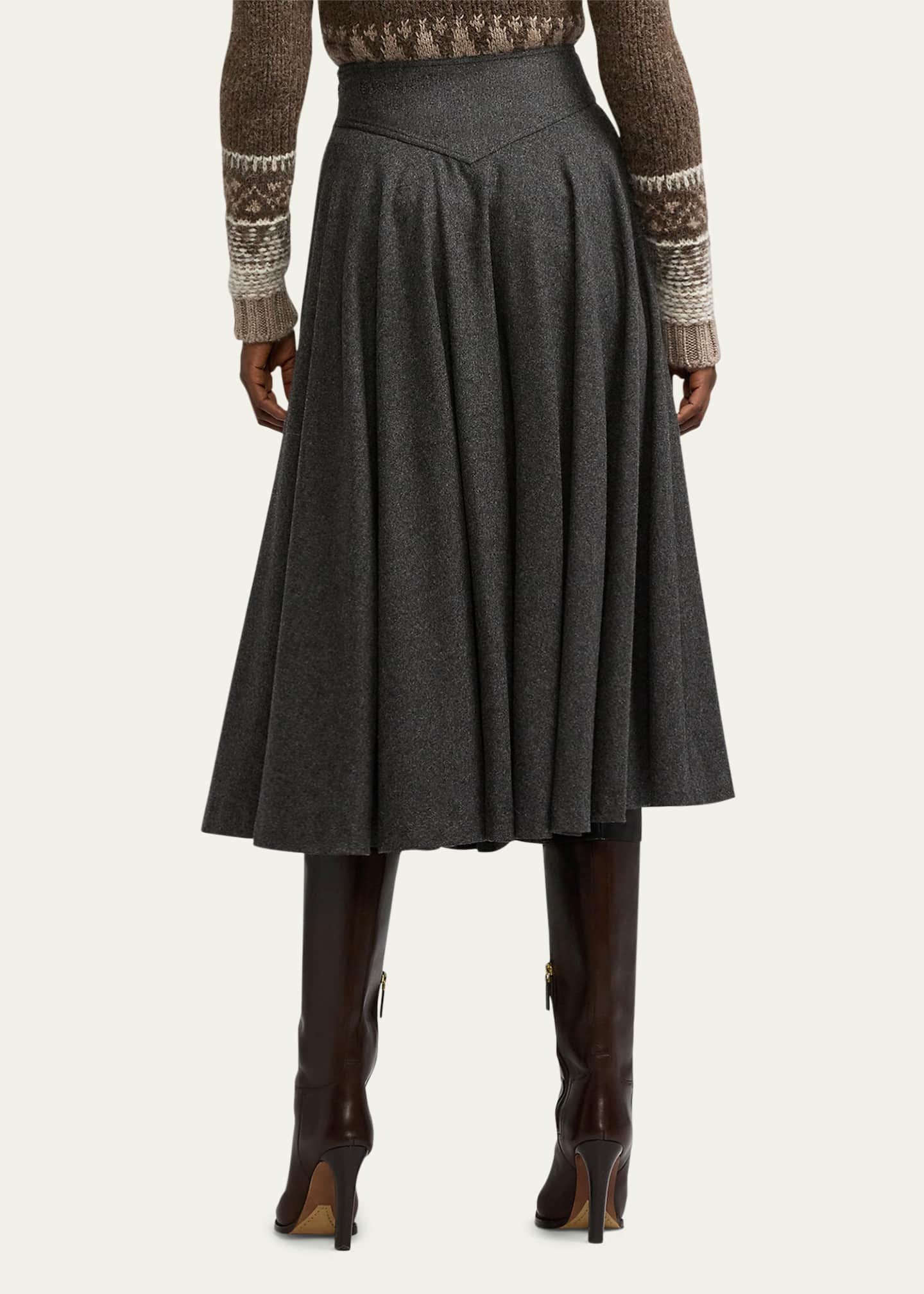 Ralph Lauren Collection Jennine Wool Flannel Skirt Image 3 of 5