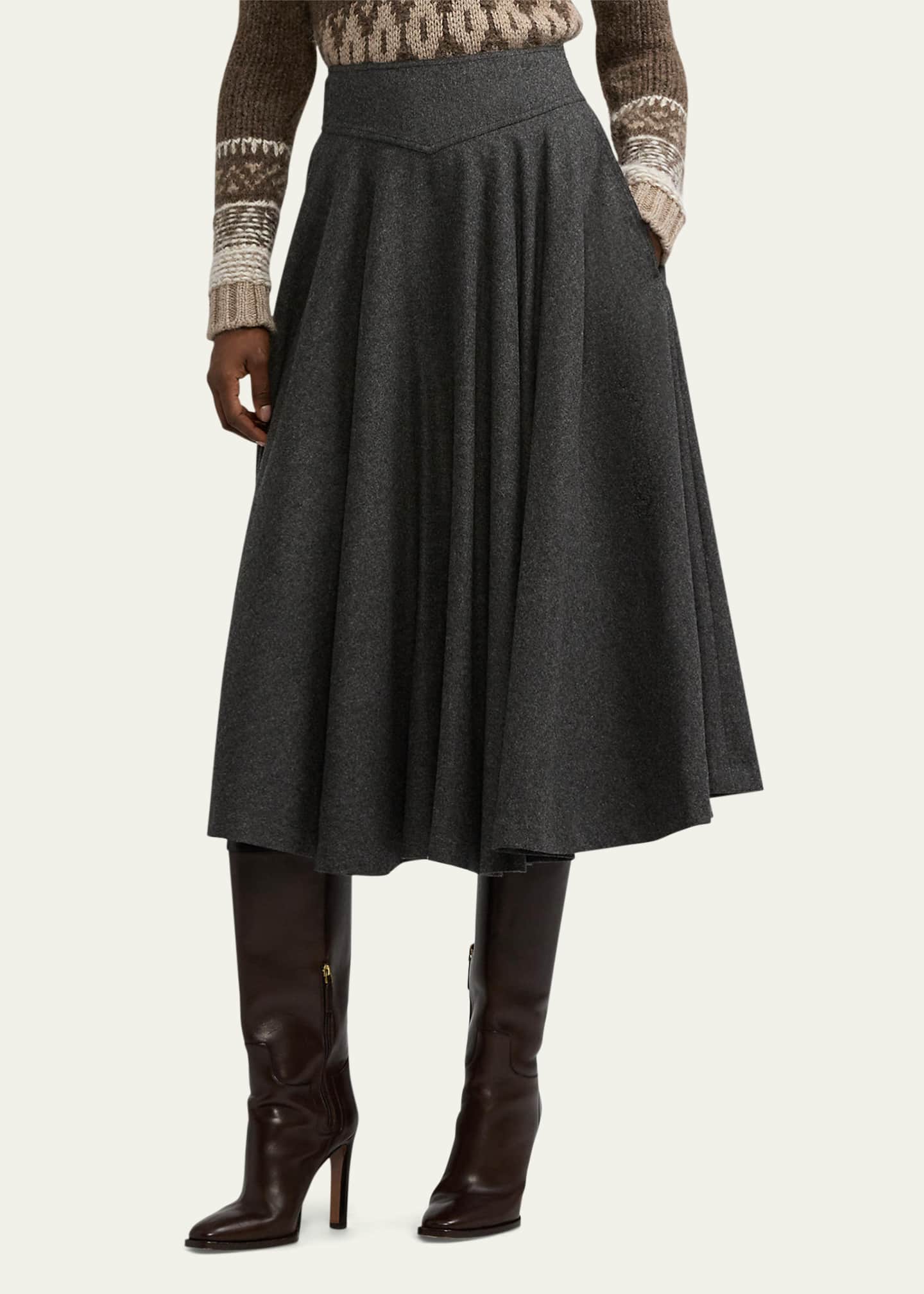 Ralph Lauren Collection Jennine Wool Flannel Skirt Image 4 of 5