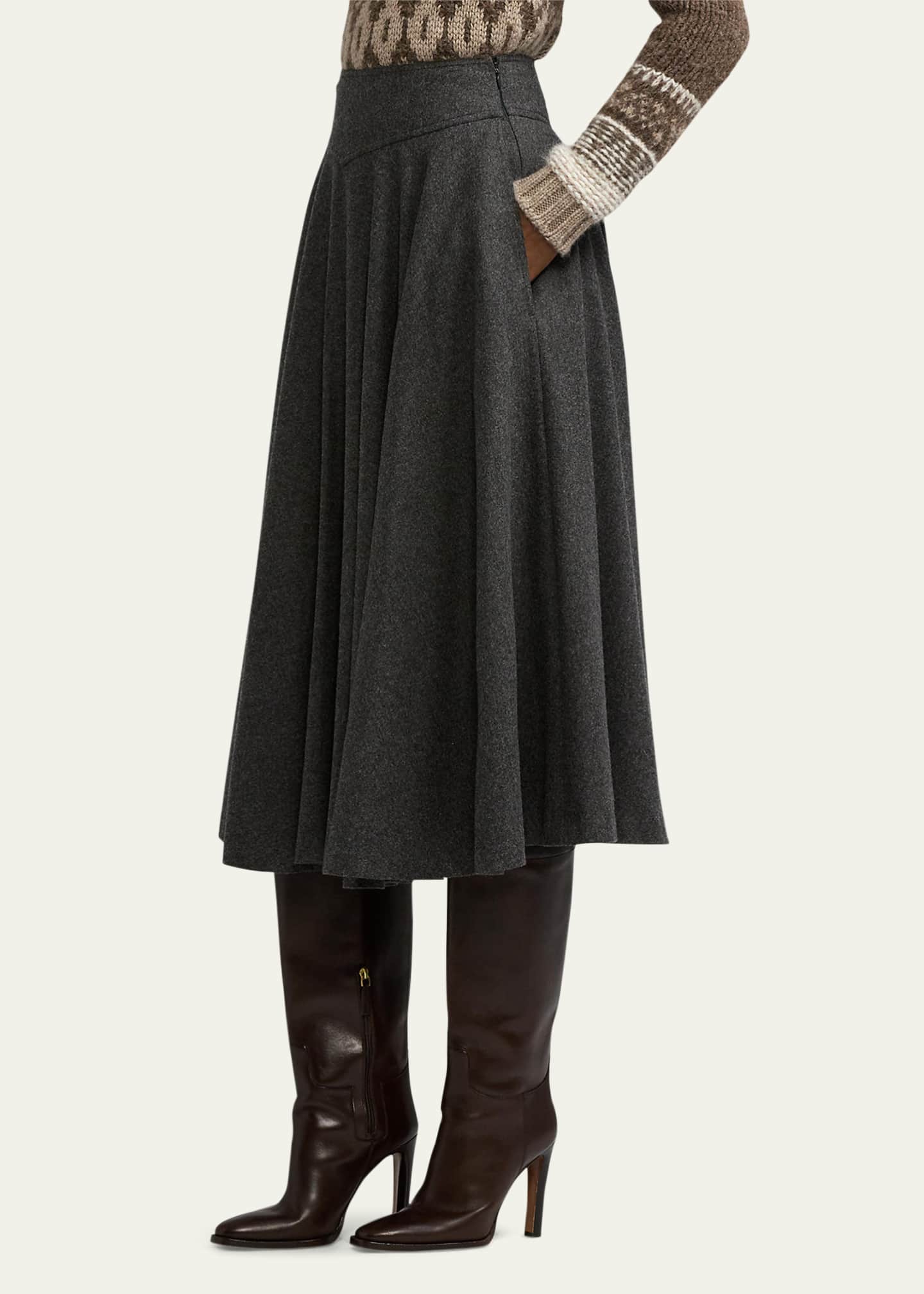 Ralph Lauren Collection Jennine Wool Flannel Skirt Image 5 of 5