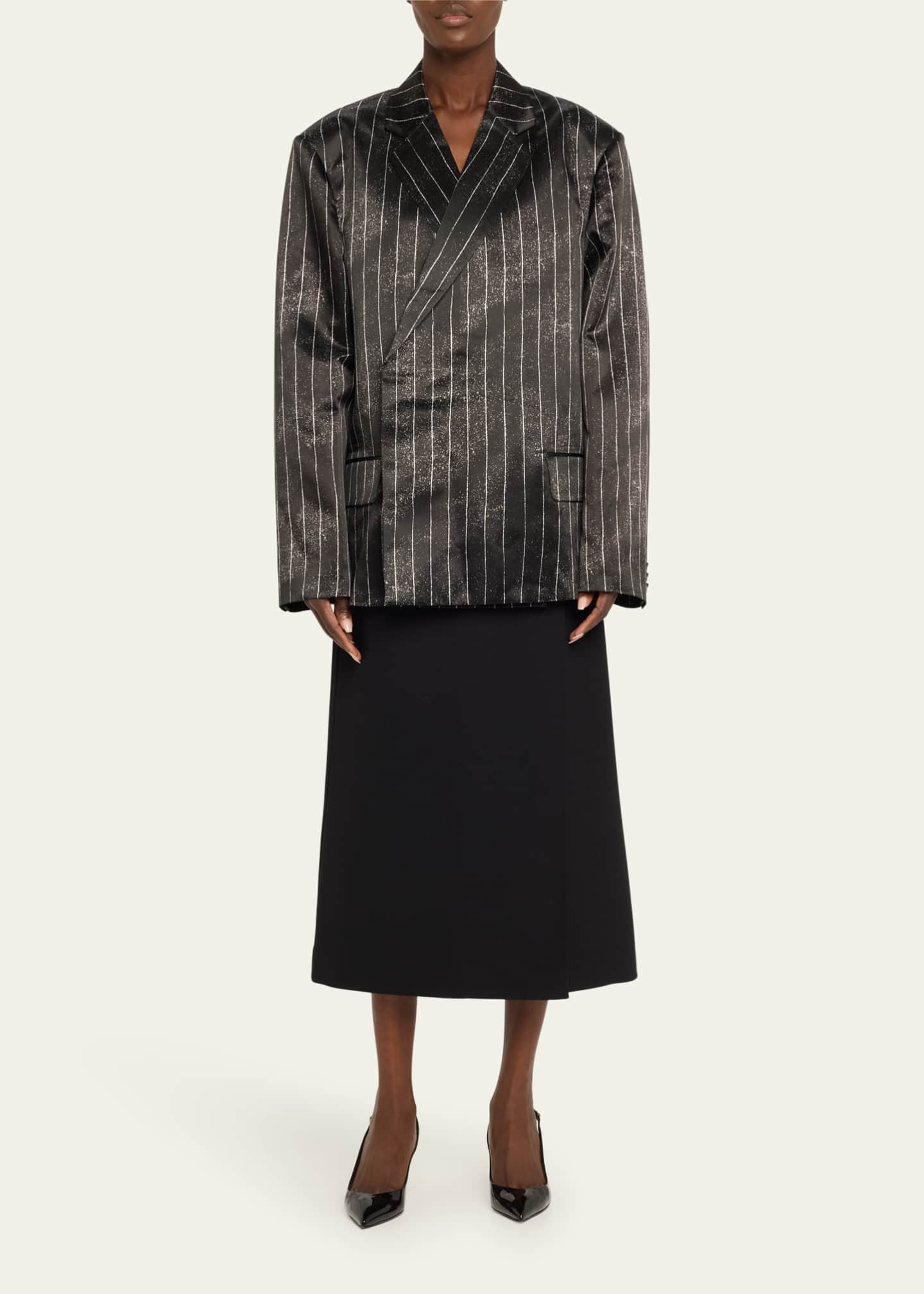 Jean Paul Gaultier Pinstripe Satin Oversized Tailored Jacket