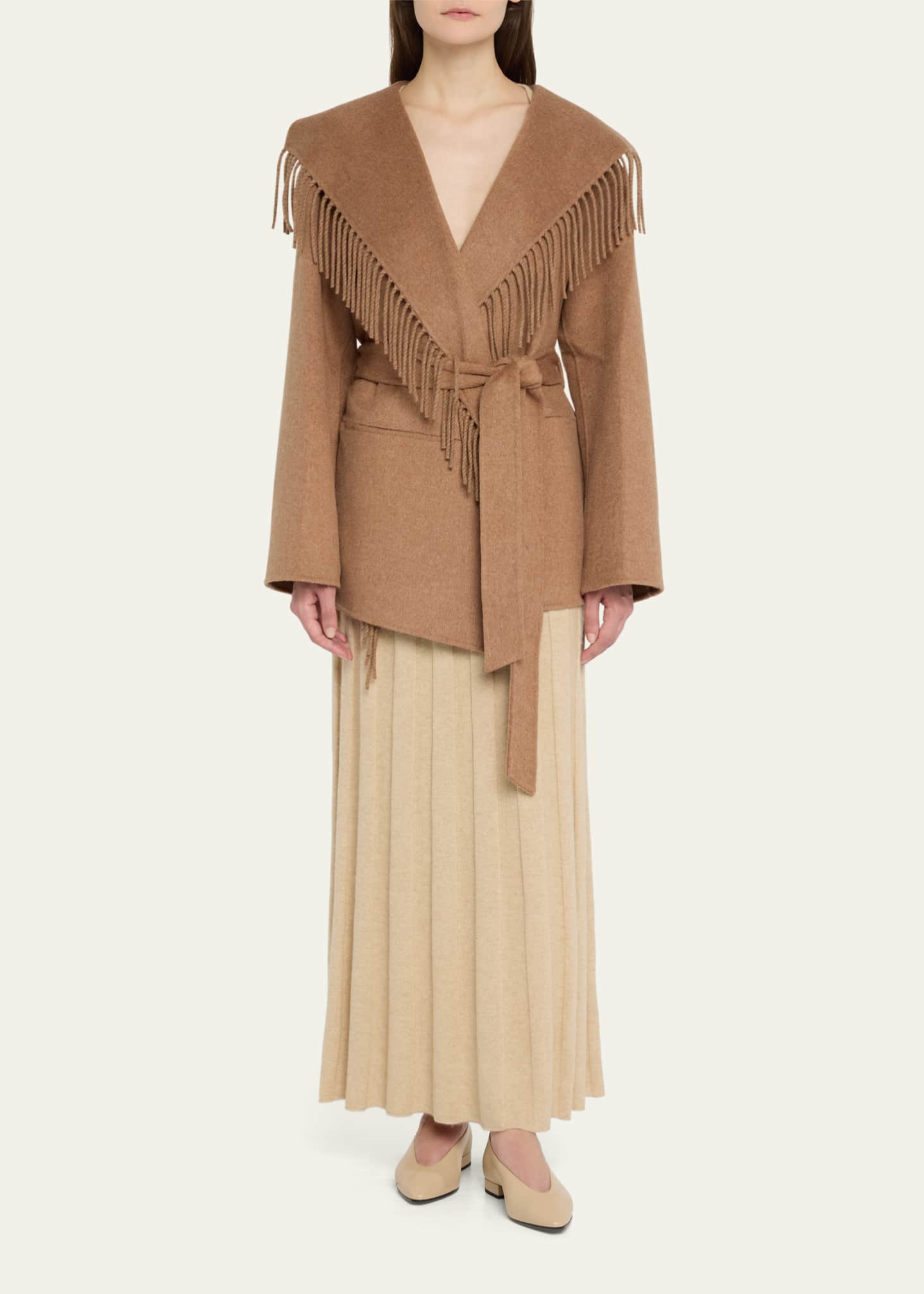 Rowen Fringe Belted Wool-Blend Jacket