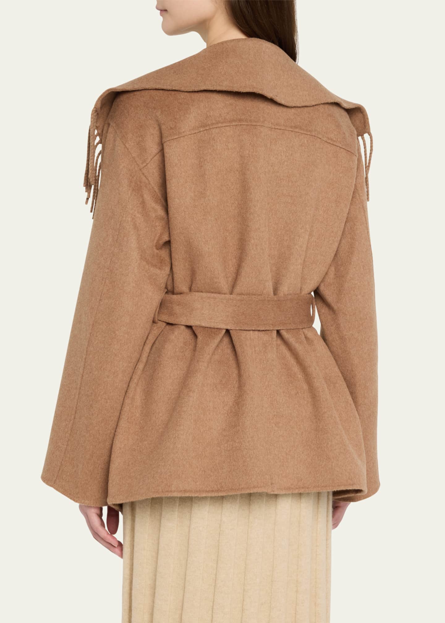 Rowen Fringe Belted Wool-Blend Jacket