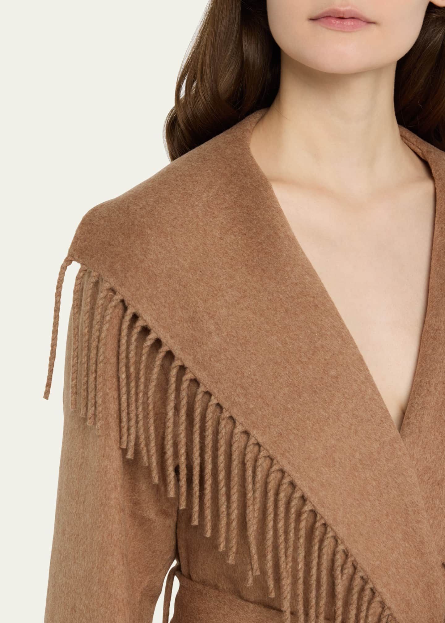 Rowen Fringe Belted Wool-Blend Jacket