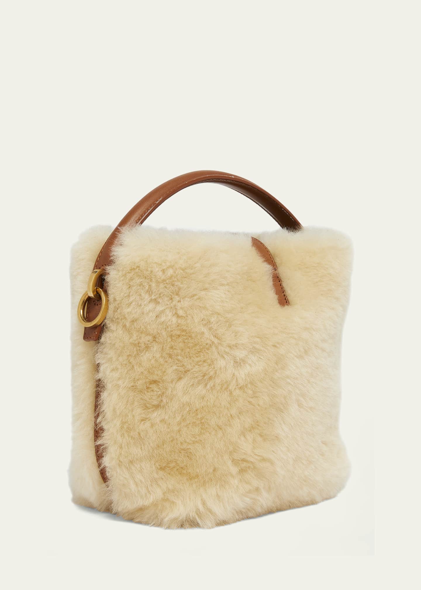 Saint Laurent Le 37 Mini YSL Bucket Bag in Lamb Shearling Fur Image 3 of 6