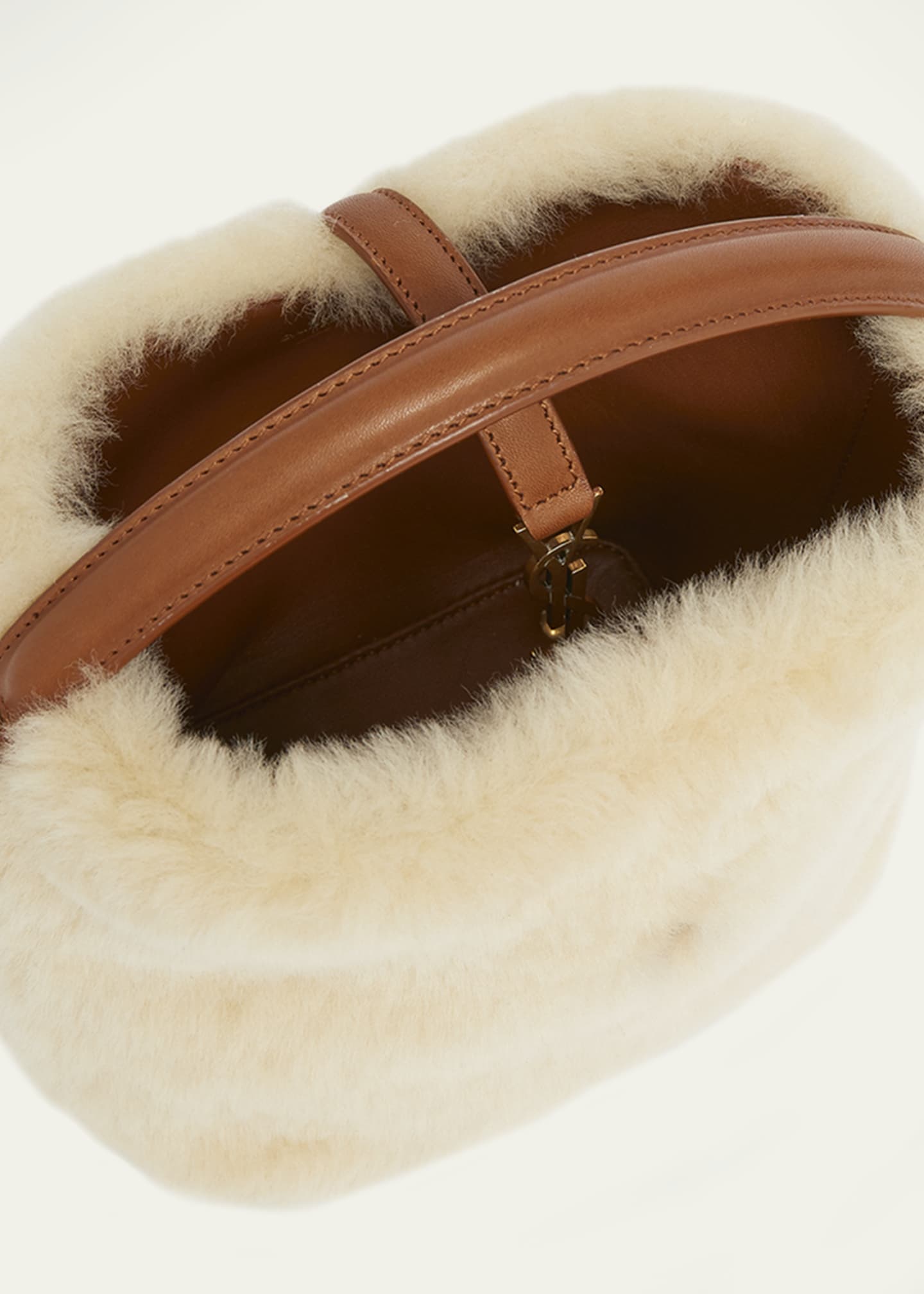 Saint Laurent Le 37 Mini YSL Bucket Bag in Lamb Shearling Fur Image 4 of 6