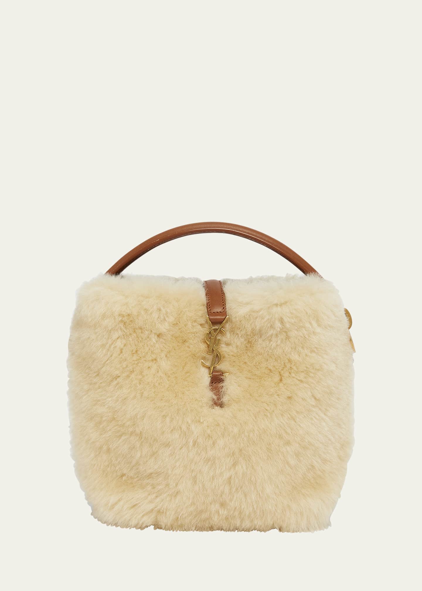 Saint Laurent Le 37 Mini YSL Bucket Bag in Lamb Shearling Fur Image 1 of 6