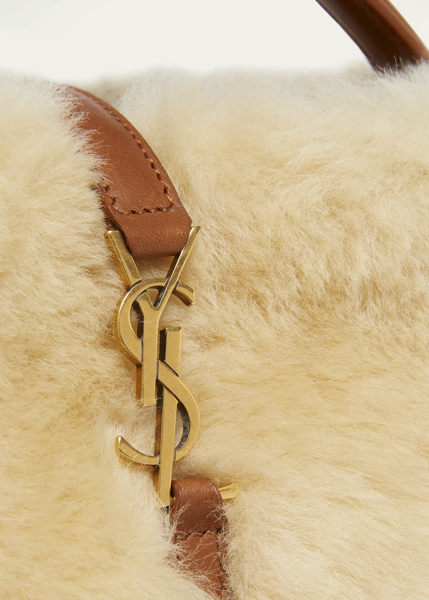 Saint Laurent Le 37 Mini YSL Bucket Bag in Lamb Shearling Fur Image 5 of 6