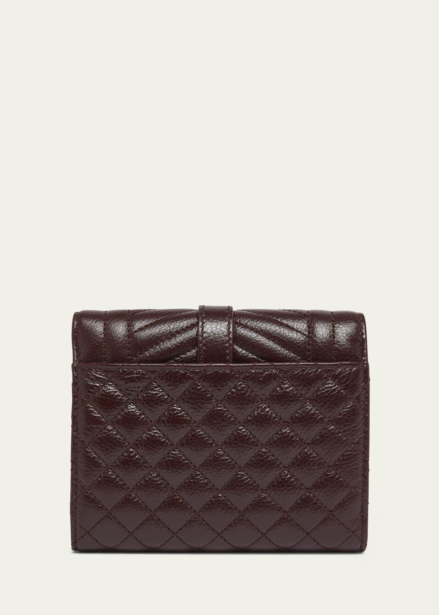 Saint Laurent YSL Trifold Compact Wallet in Quilted Leather Image 3 of 5