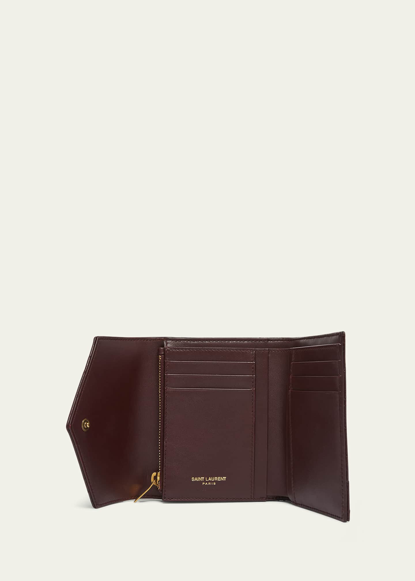 Saint Laurent YSL Trifold Compact Wallet in Quilted Leather Image 4 of 5