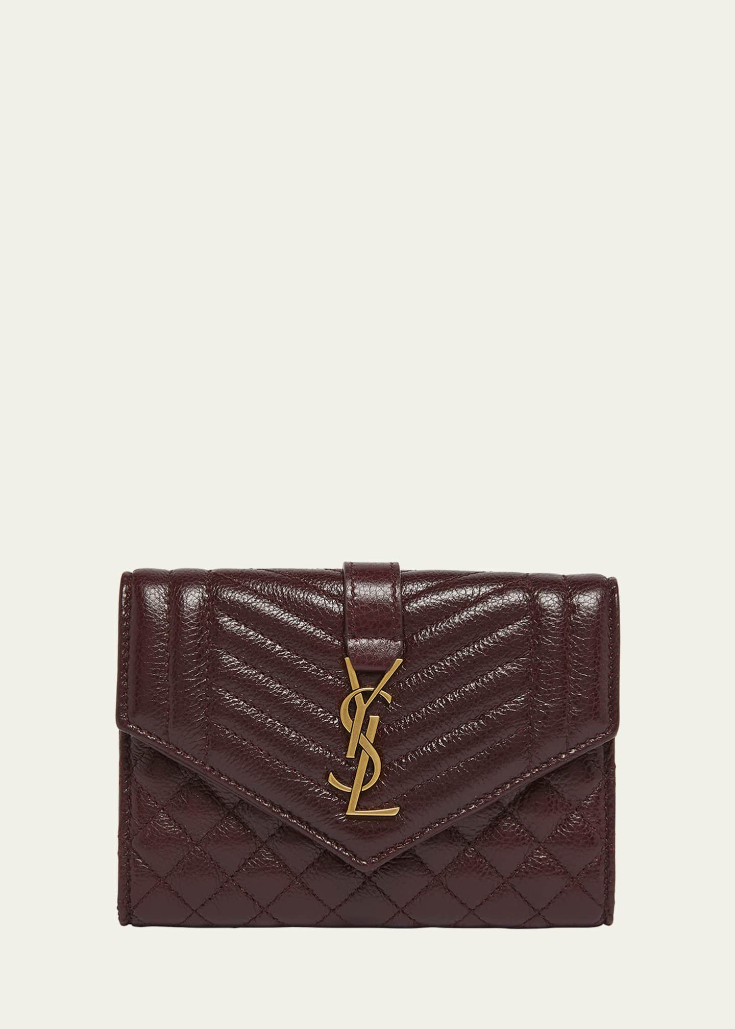 Saint Laurent Small YSL Envelope Flap Wallet in Quilted Leather Image 1 of 5