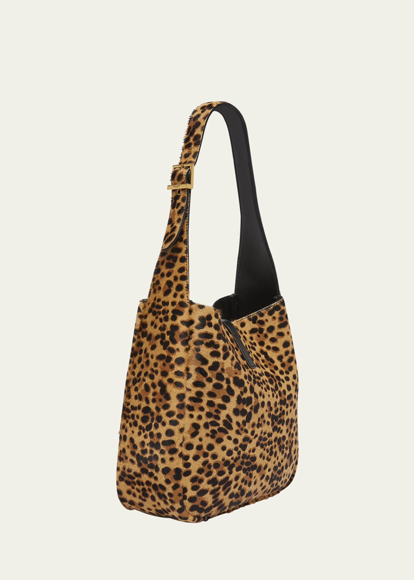 Le 5 A 7 Small YSL Hobo Bag in Leopard-Print Calf Hair
