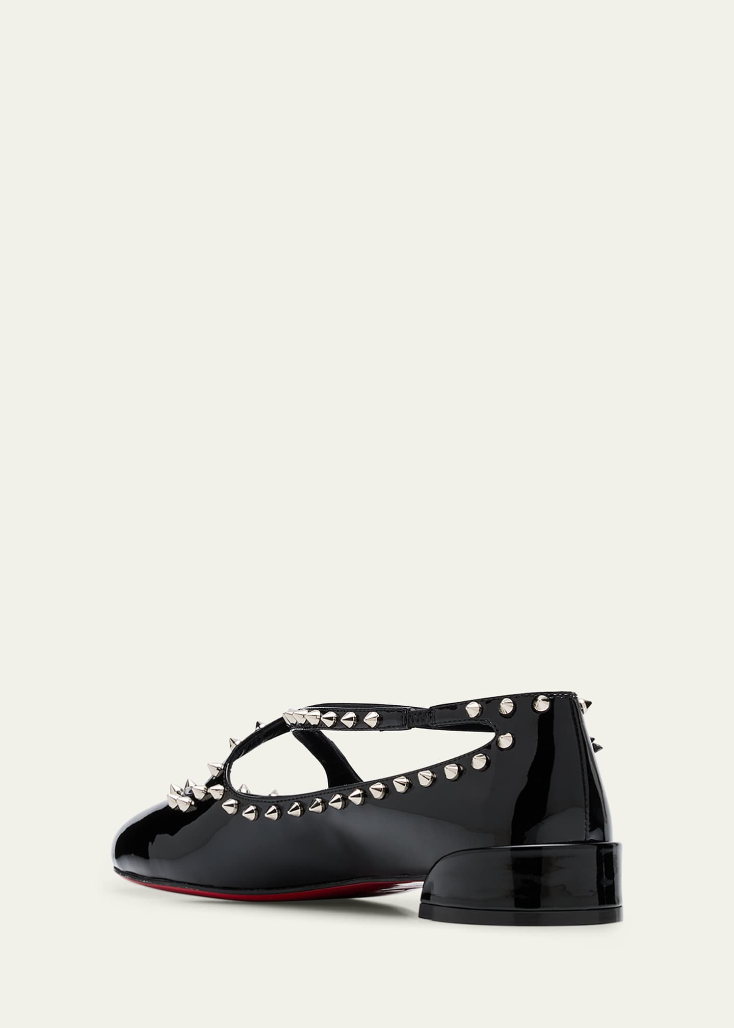 Christian Louboutin Pilouta Spike Patent Red Sole Ballerina Flats Image 4 of 4