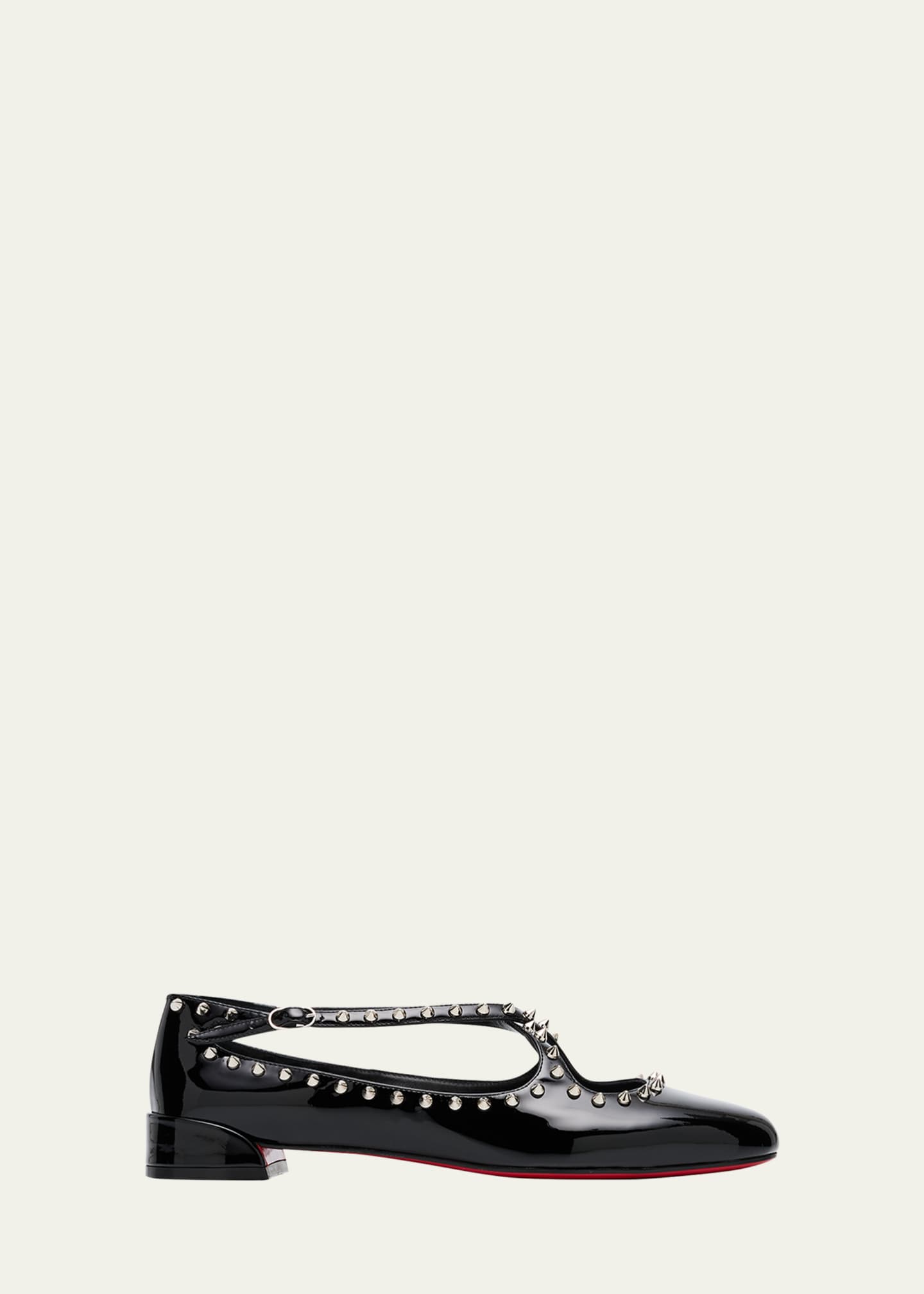 Christian Louboutin Pilouta Spike Patent Red Sole Ballerina Flats Image 1 of 4