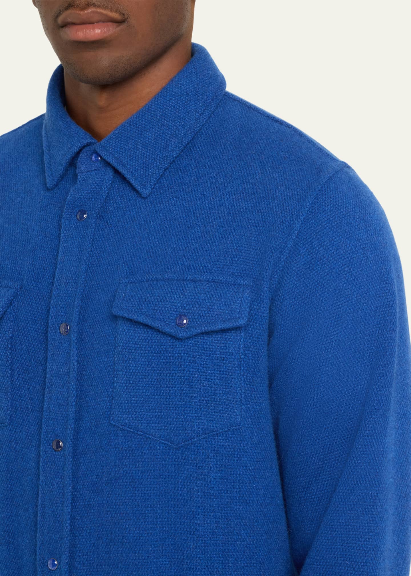 God's True Cashmere Men's Cashmere Shirt with Lapis Lazuli Snaps Image 5 of 5