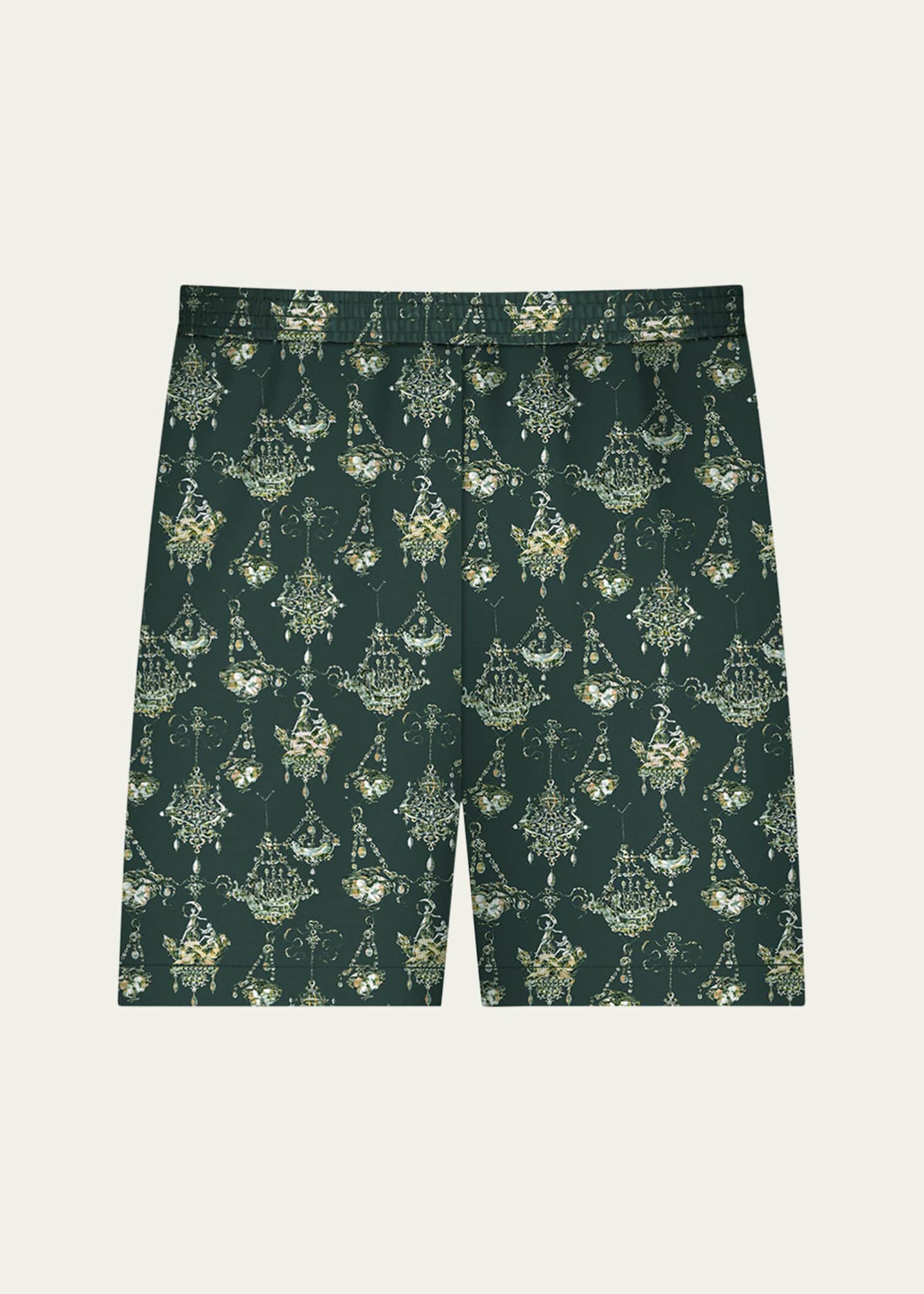 Givenchy Men's Silk Chandelier-Print Shorts Image 1 of 2