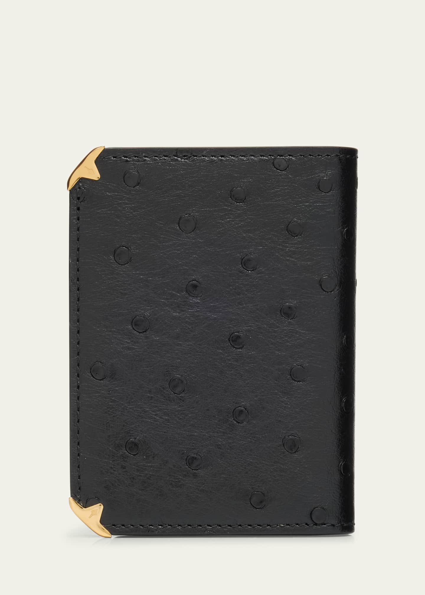 Jacques Marie Mage Men's Elston Ostrich Trifold Wallet Bergdorf Goodman