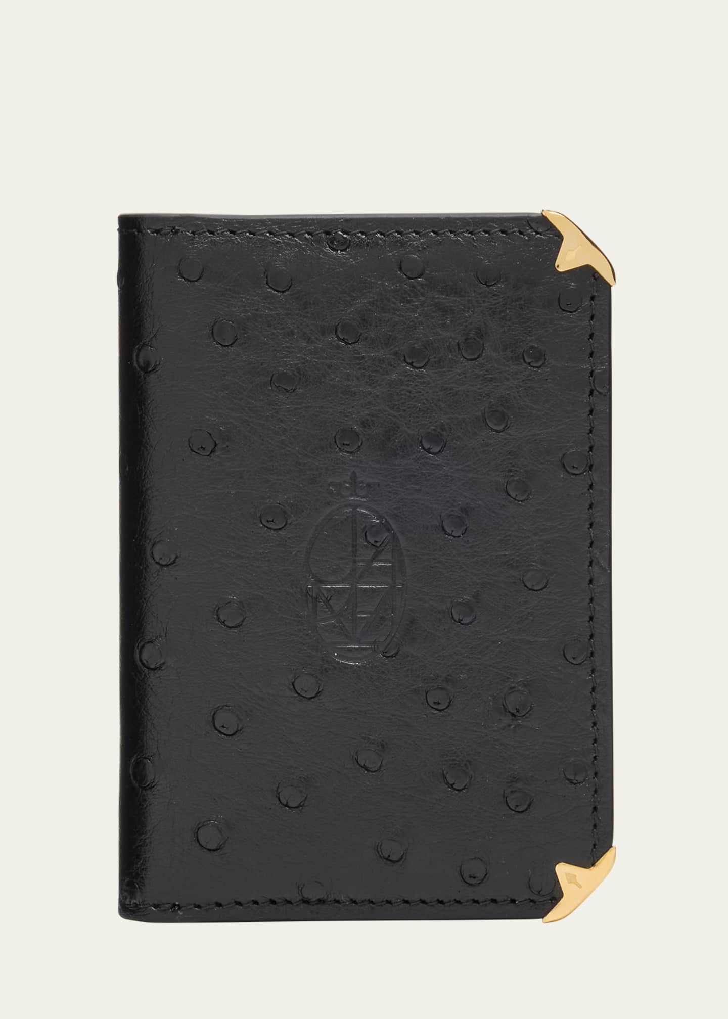 Jacques Marie Mage Men's Elston Ostrich Trifold Wallet Bergdorf Goodman