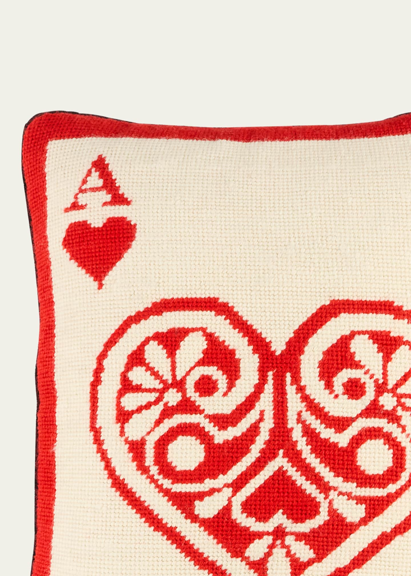 Jonathan Adler Dealers Choice Ace of Hearts Needlepoint Pillow, 12" x 16" Image 2 of 2