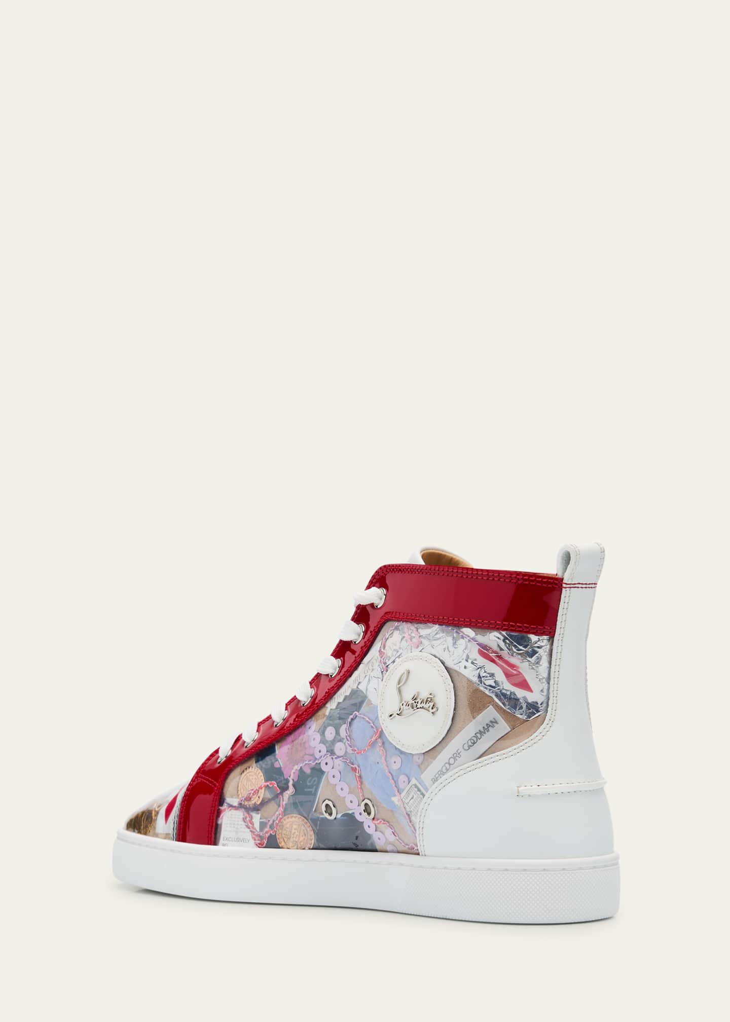 Christian Louboutin Louis Trash High Top Sneakers Red wht pur