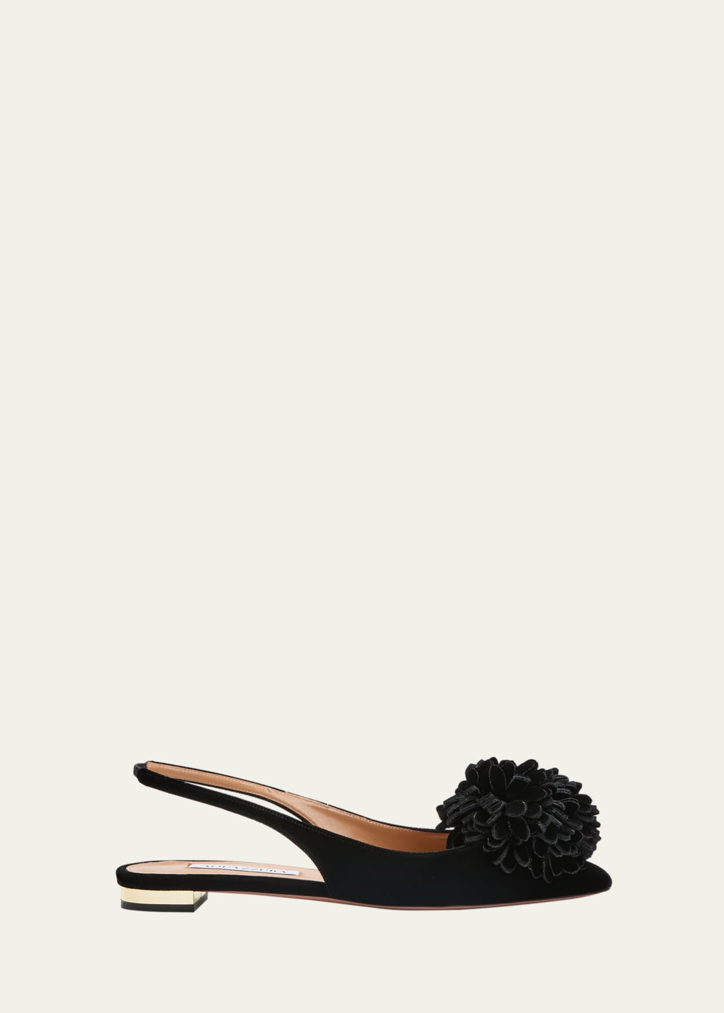 Aquazzura Couturier Velvet Pom Slingback Ballerina Flats