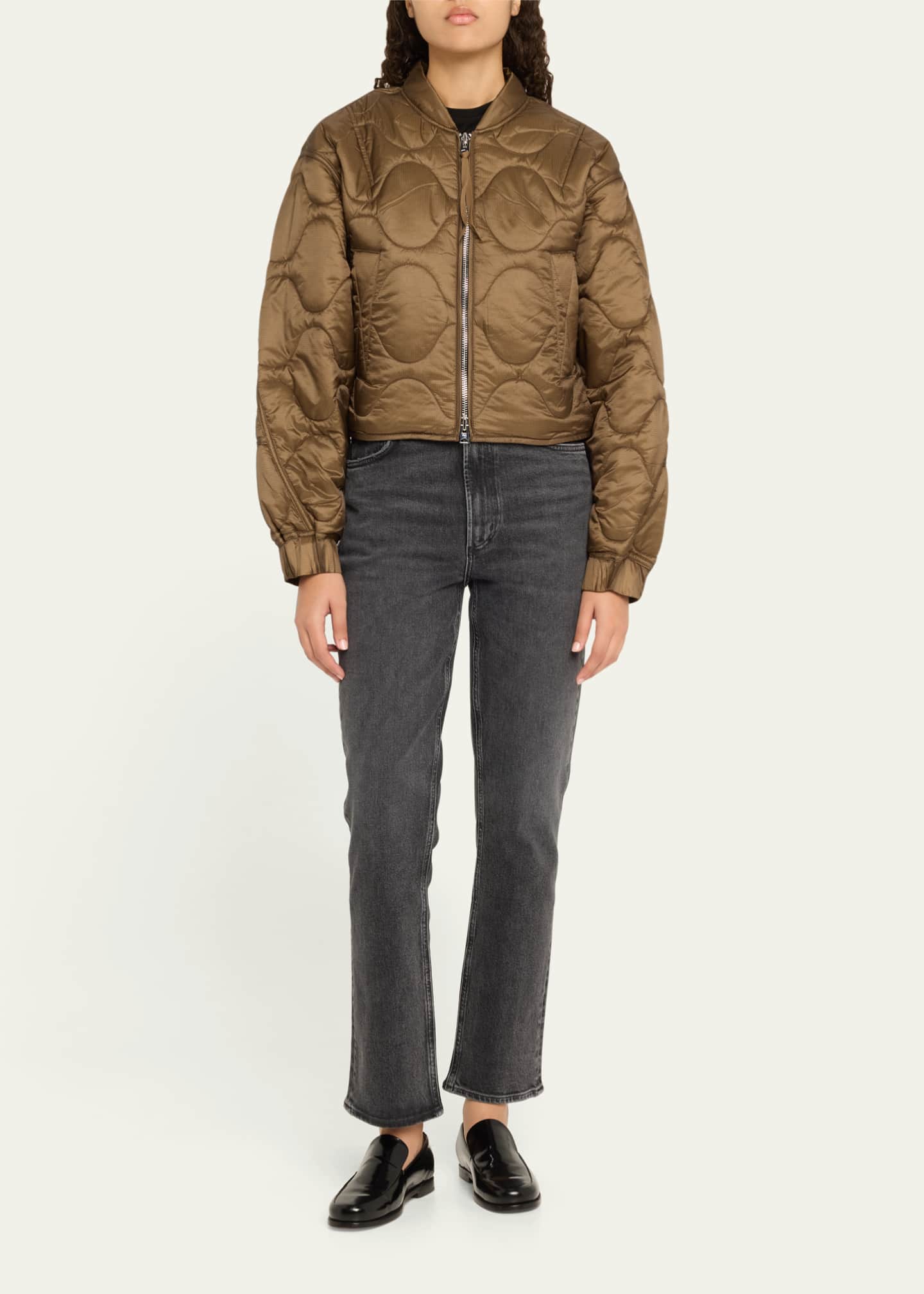 AGOLDE x Shoreditch Ski Club Iona Quilted Bomber Jacket Image 2 of 5
