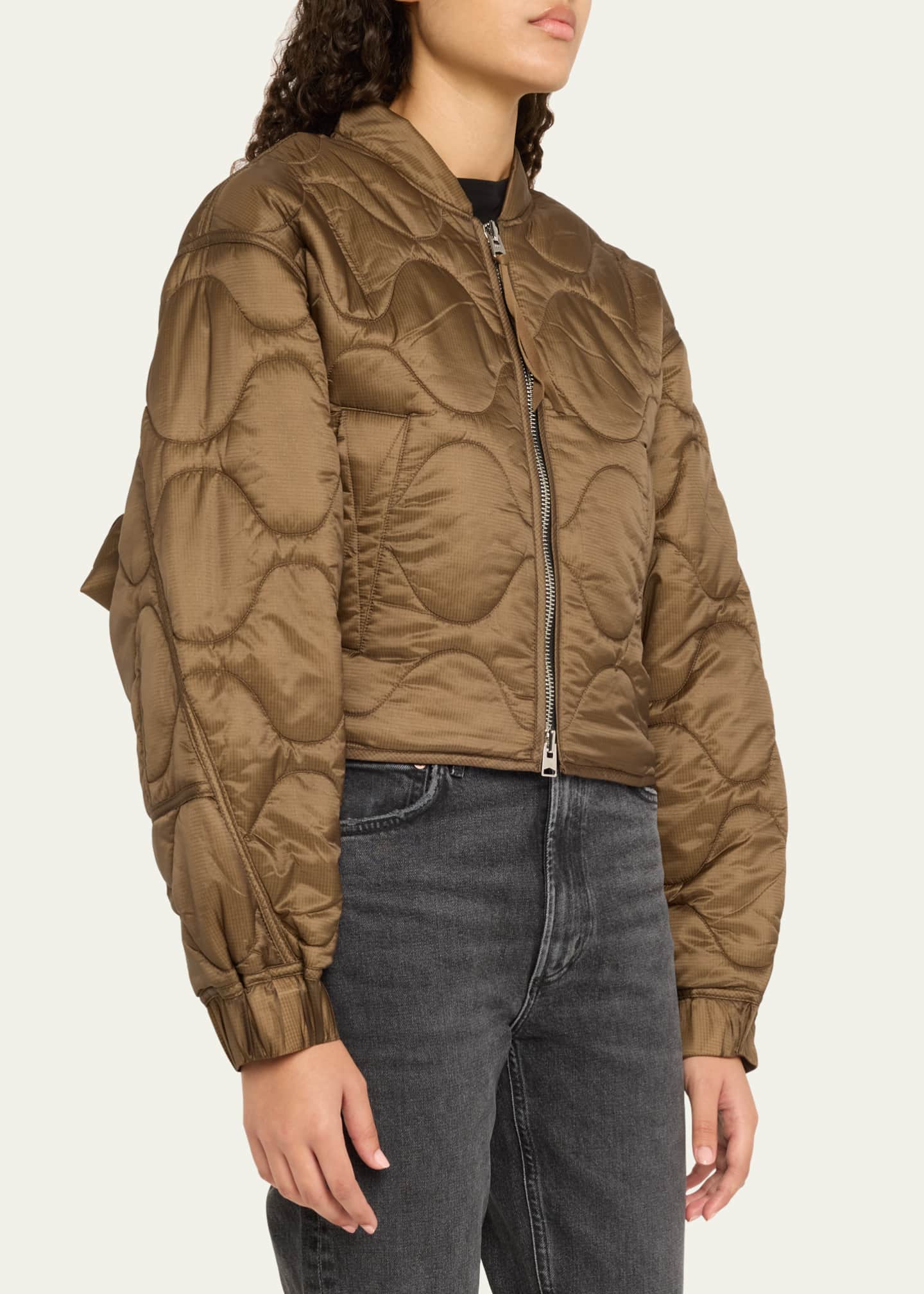 AGOLDE x Shoreditch Ski Club Iona Quilted Bomber Jacket Image 4 of 5