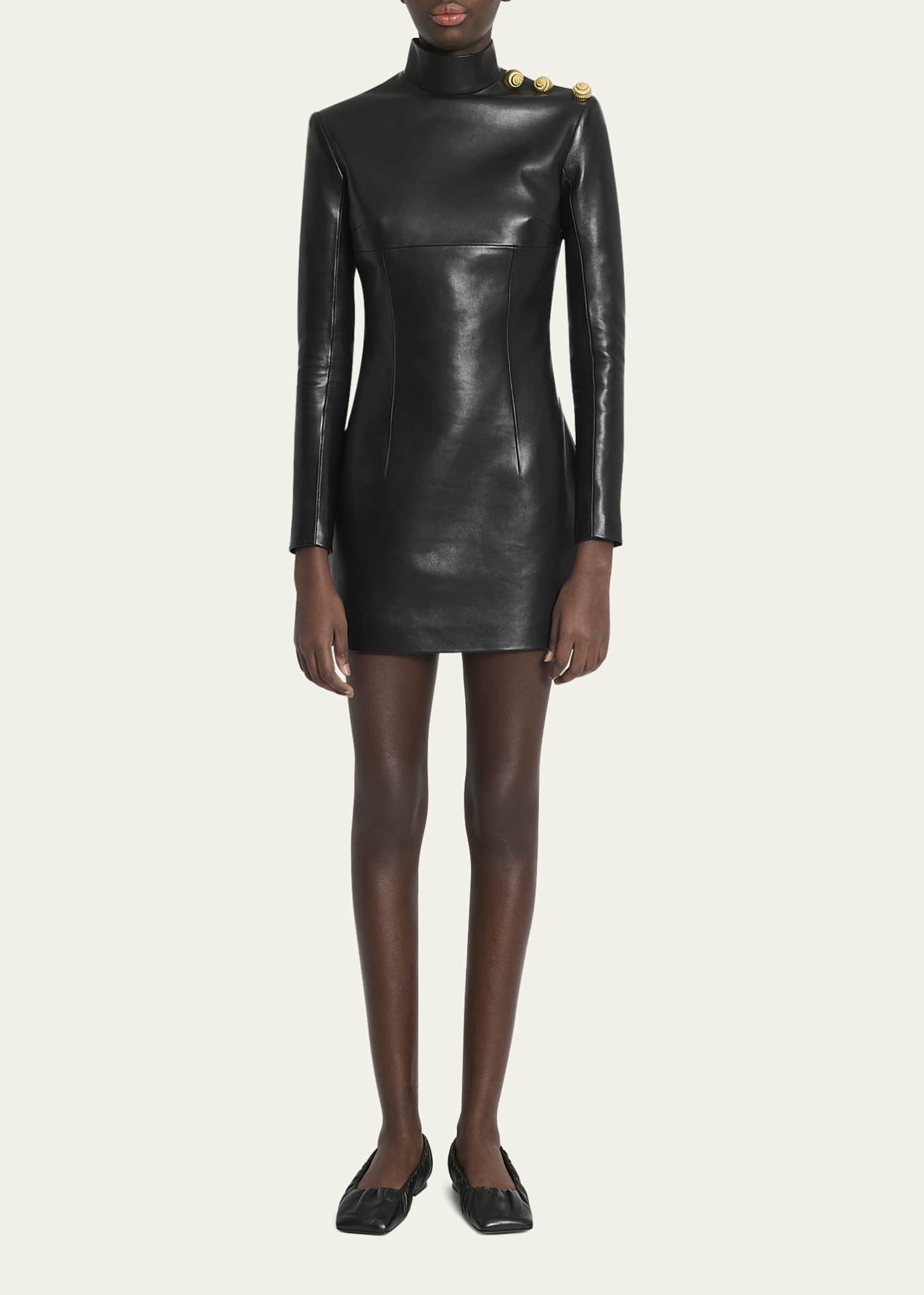 Pierre Balmain Leather Mini Dress - Women's 42