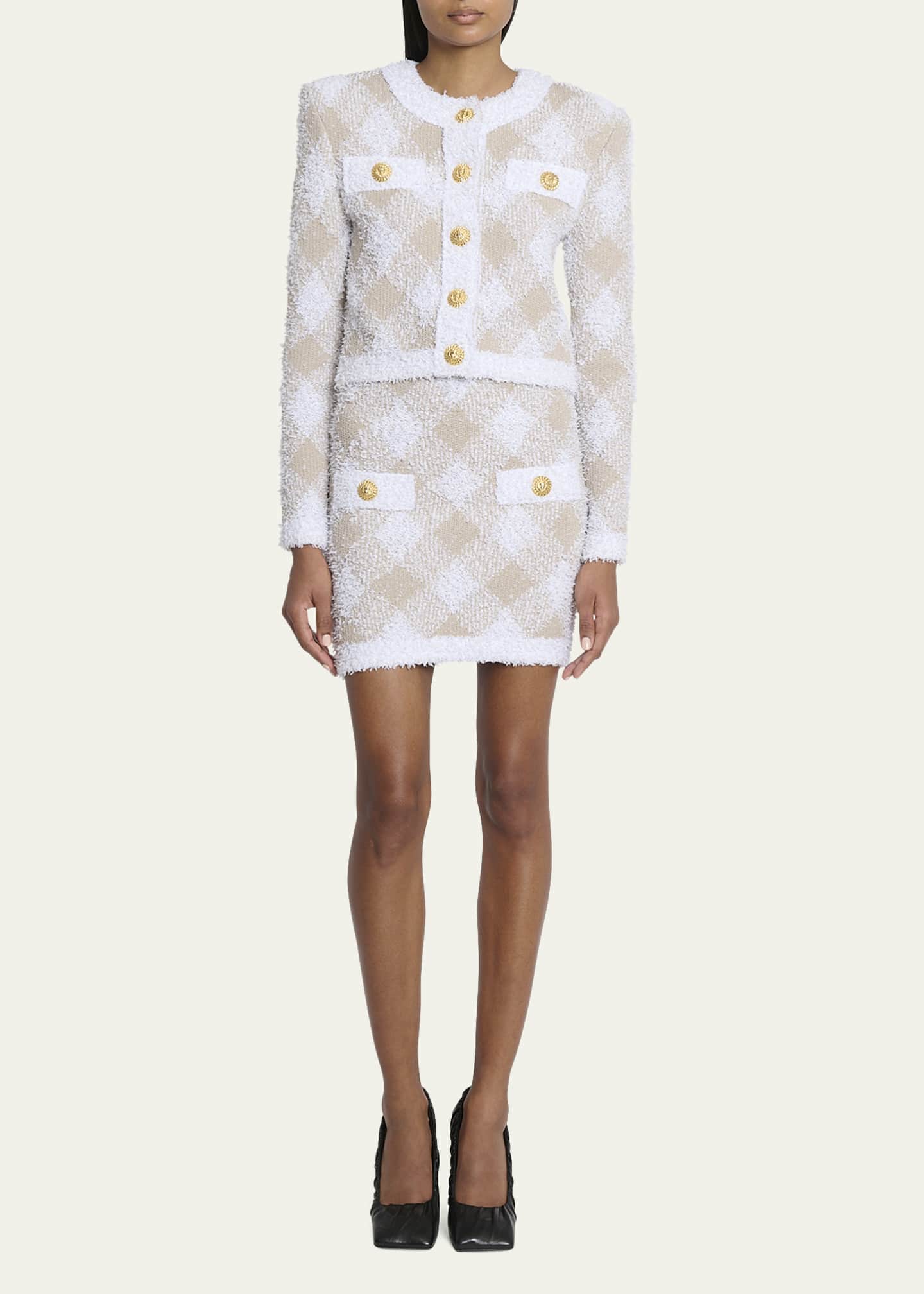 Balmain Vichy Check Tweed Mini Skirt Image 2 of 5