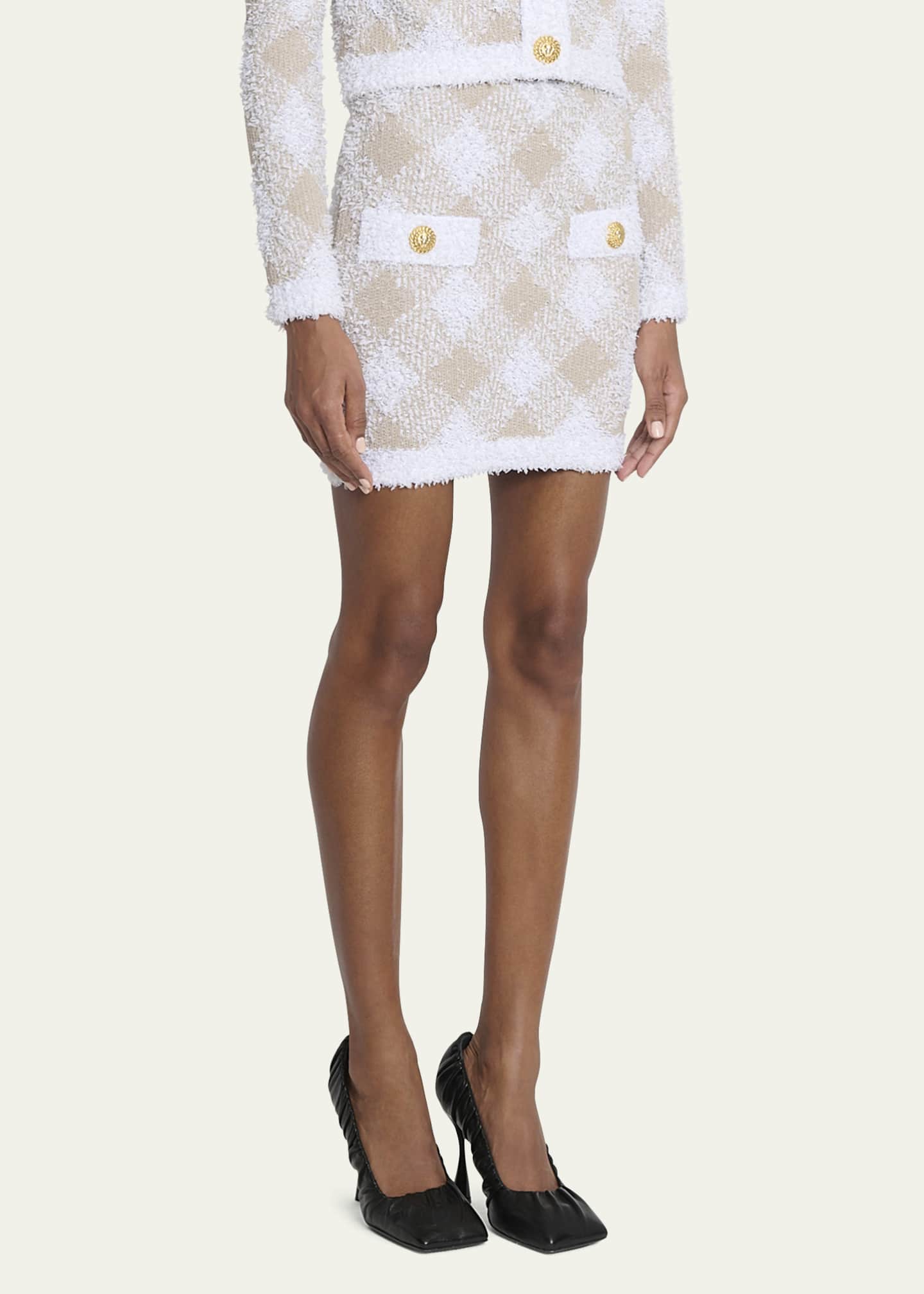 Balmain Vichy Check Tweed Mini Skirt Image 4 of 5