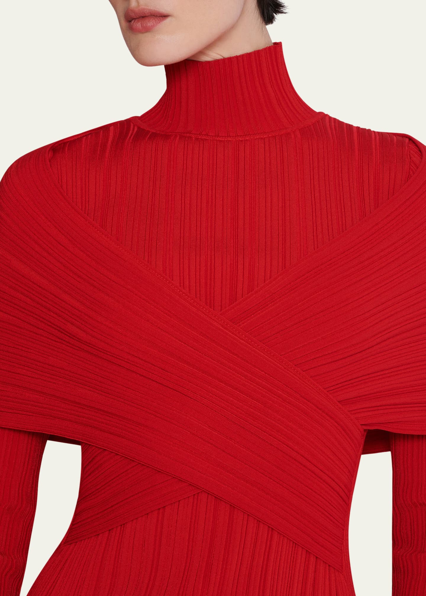 Balmain Ribbed Knit Turtleneck Bodycon Maxi Dress Image 5 of 5