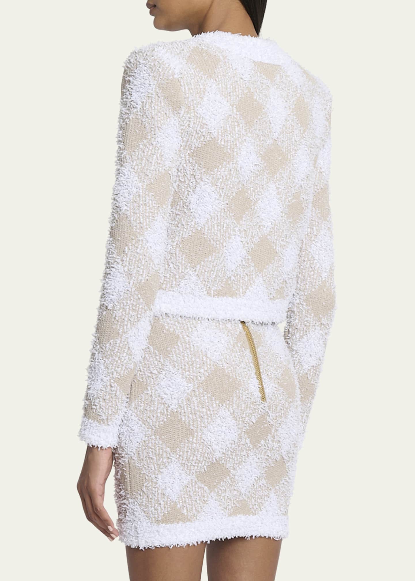 Balmain Vichy Check Tweed Knit Crop Jacket - Bergdorf Goodman
