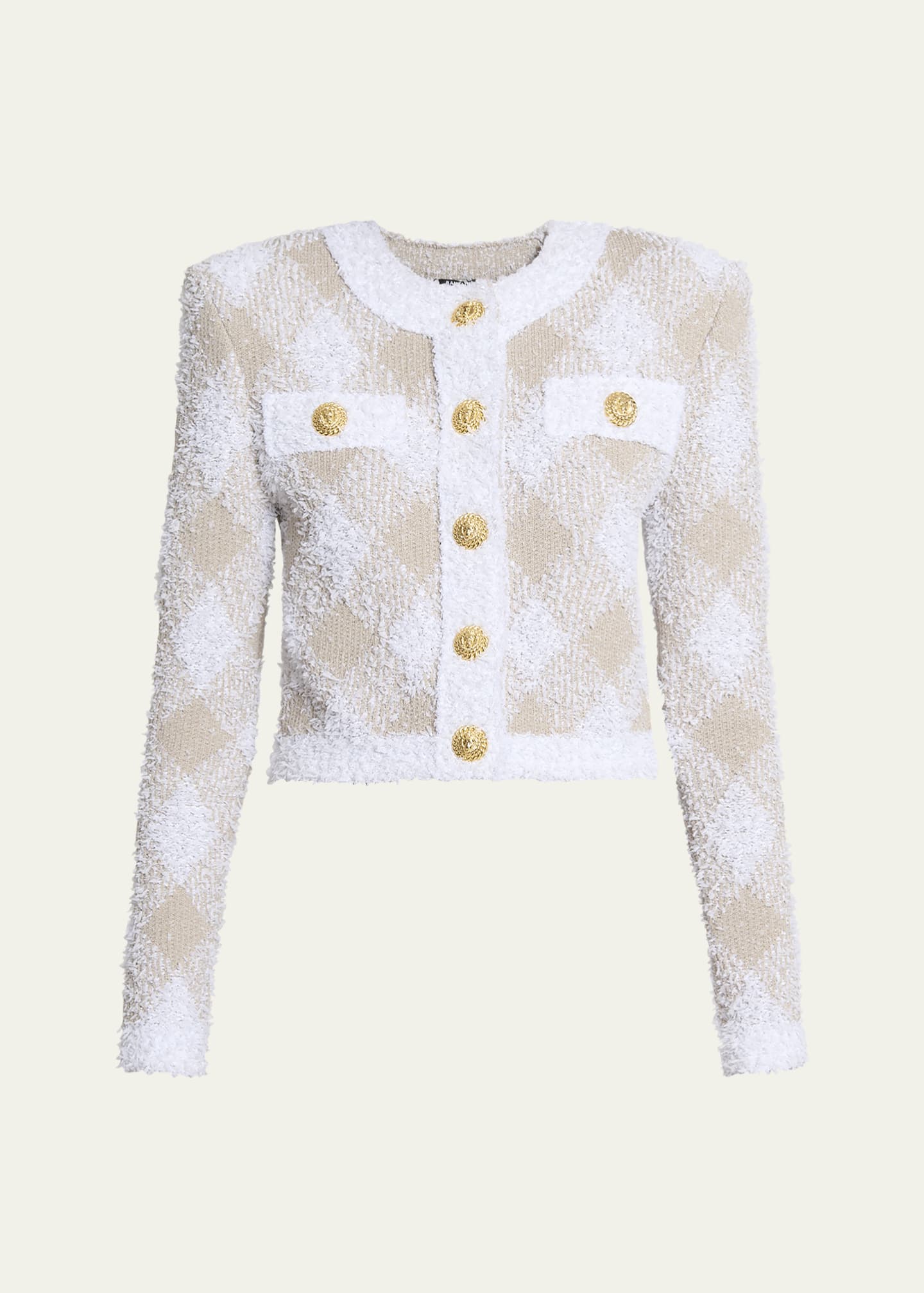 【関税込み】balmain Vichy tweed short jacket Balmain Vichy Tweed Short Jacket In Multi | ModeSens