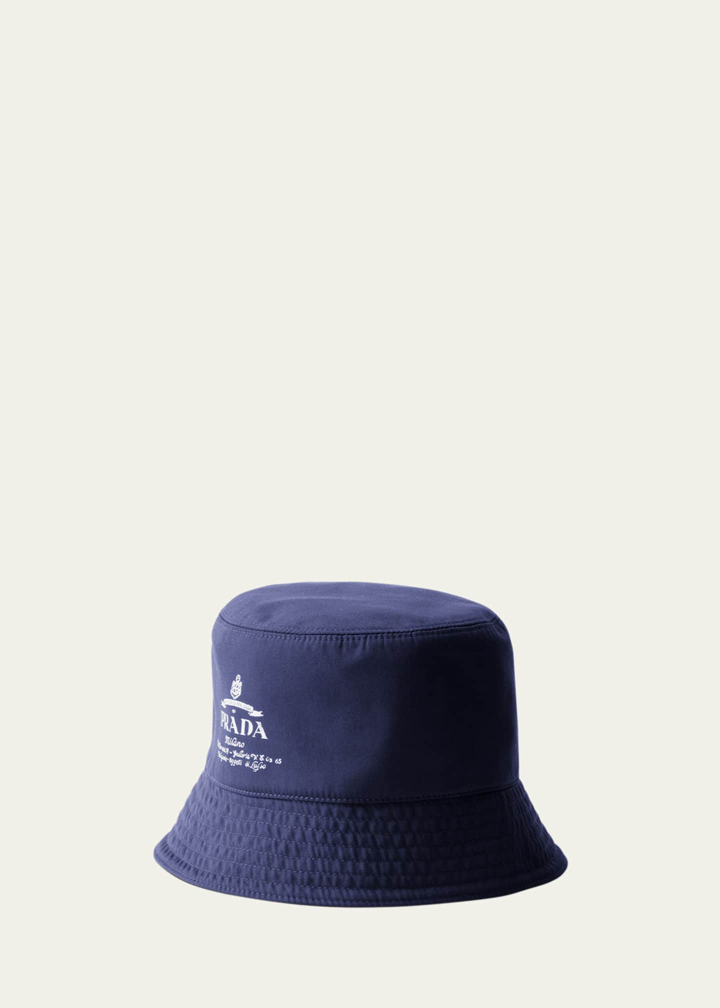 【関税&送料込】Prada Printed Cotton Bucket Hat Prada Men's Reversible Cotton Logo Bucket Hat - Bergdorf Goodman