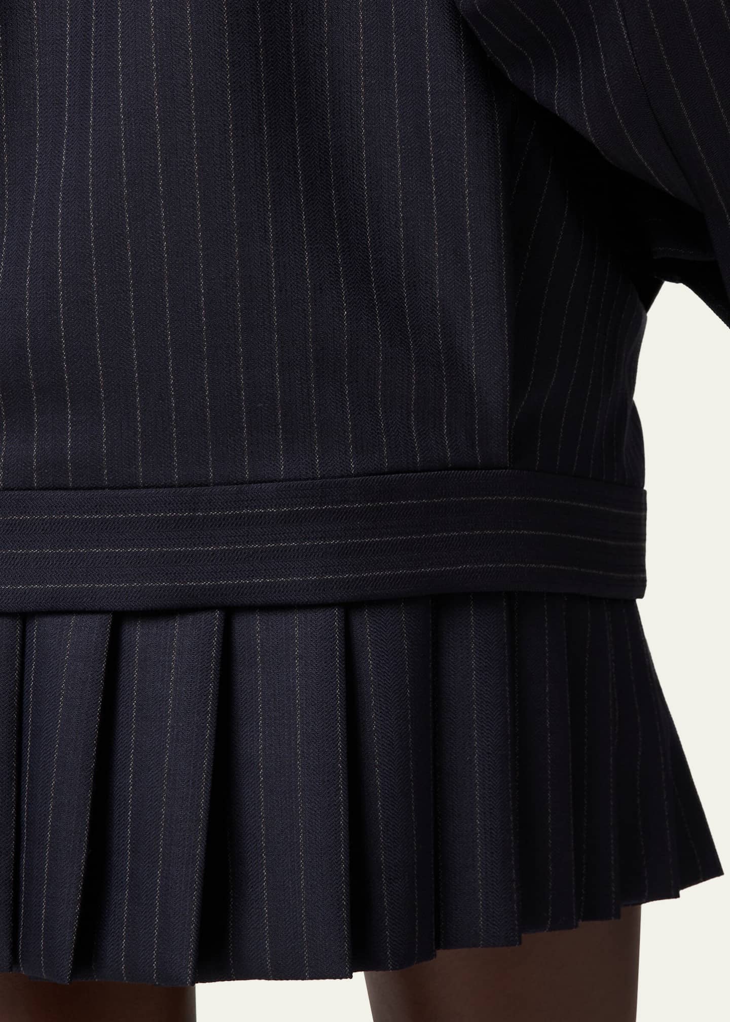 Miu Miu Pleated Pinstripe Wool Mini Skirt Image 4 of 4