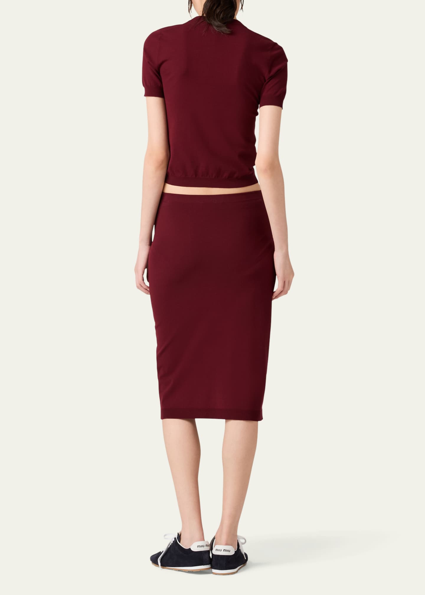 Miu Miu Intarsia Logo Midi Tube Skirt Image 3 of 4