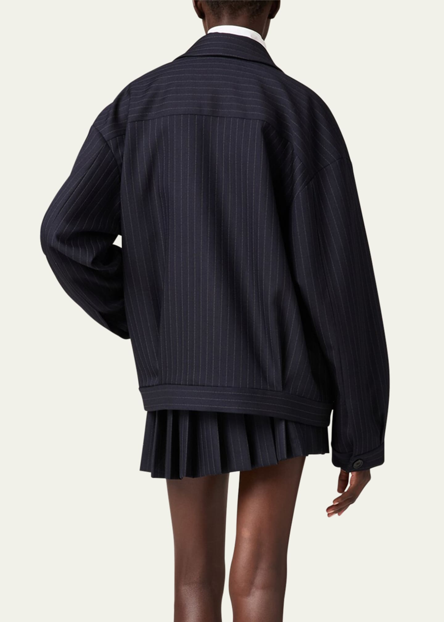 Miu Miu Pinstripe Zip Front Wool Jacket Image 3 of 4