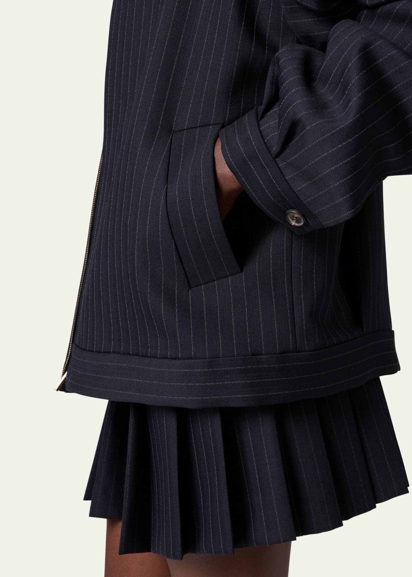 Miu Miu Pinstripe Zip Front Wool Jacket Image 4 of 4