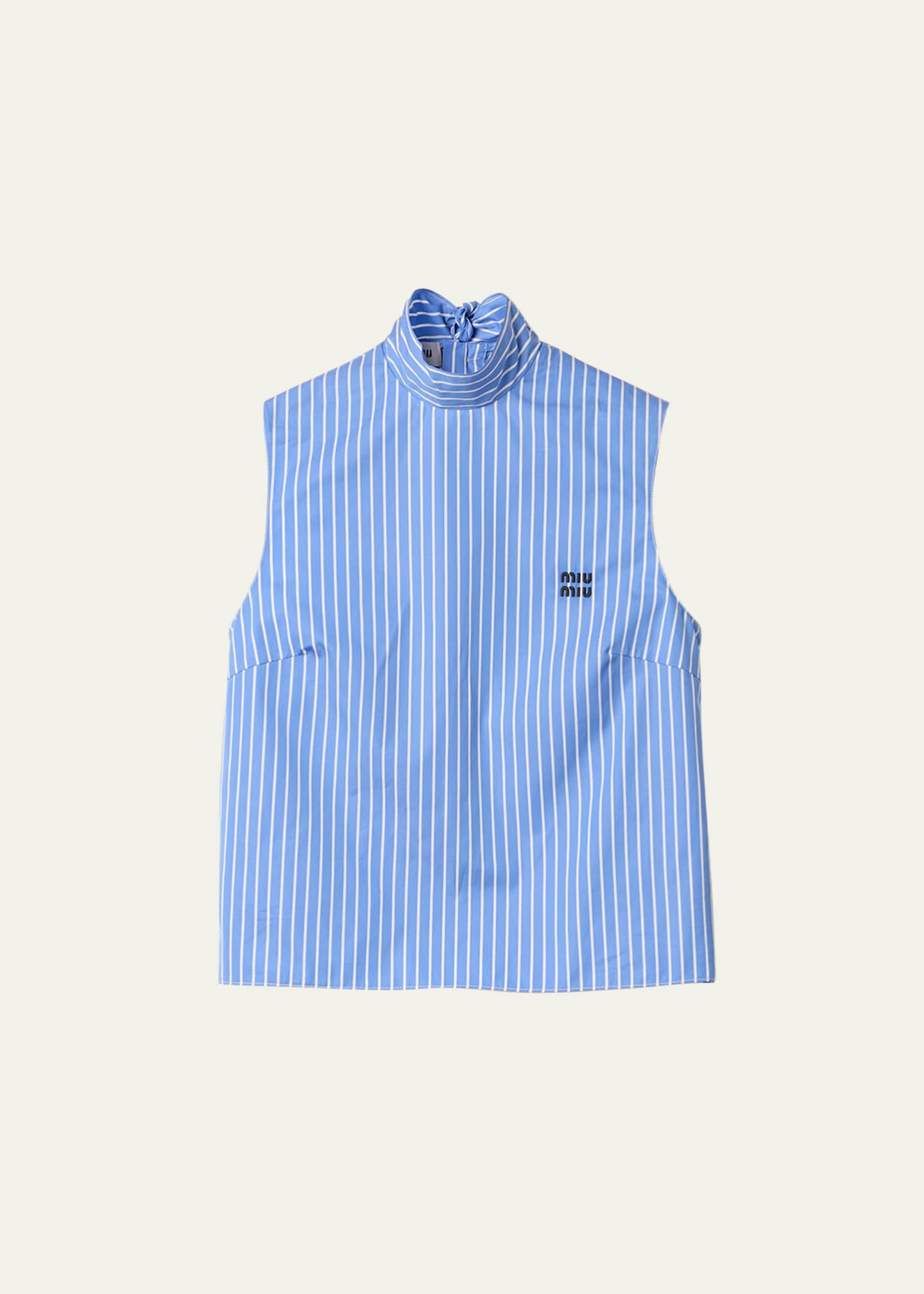 Miu Miu Stripe Boxy Top with Neck Tie - Bergdorf Goodman