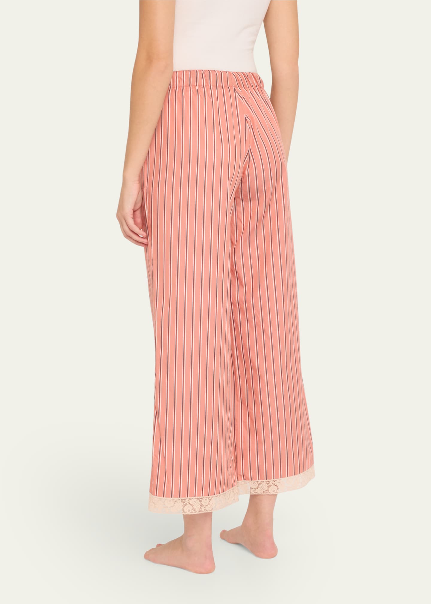 Eres Praline Striped Lace-Trim Cotton Pants Image 3 of 5