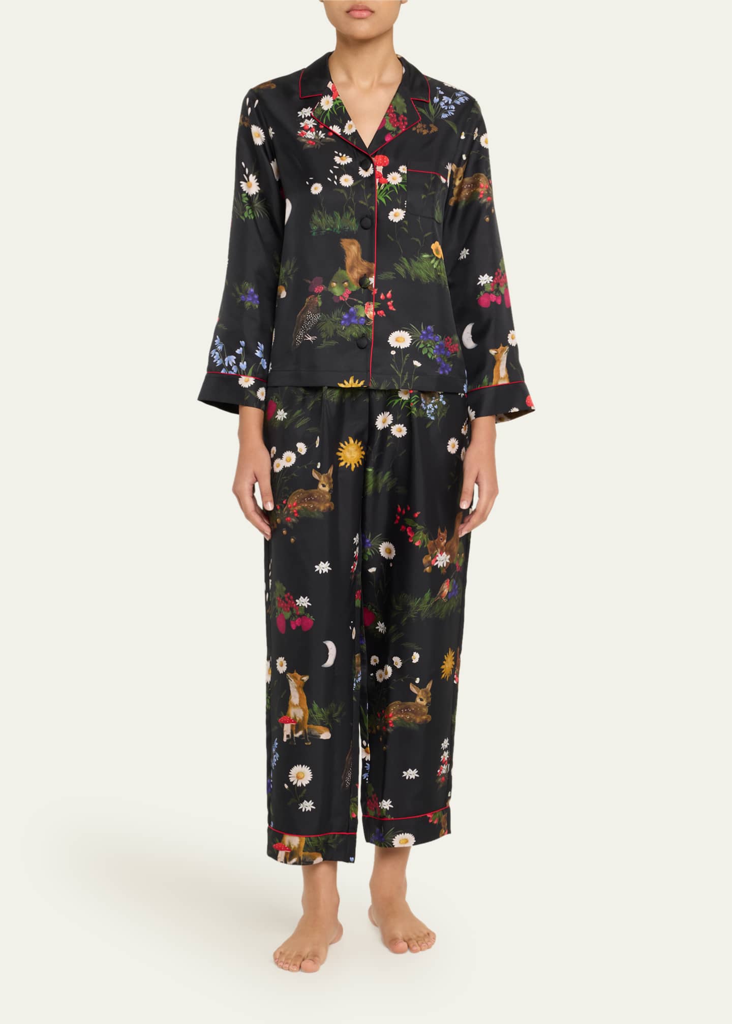 Eres Poete Cropped Silk Twill Lounge Pants Image 2 of 5