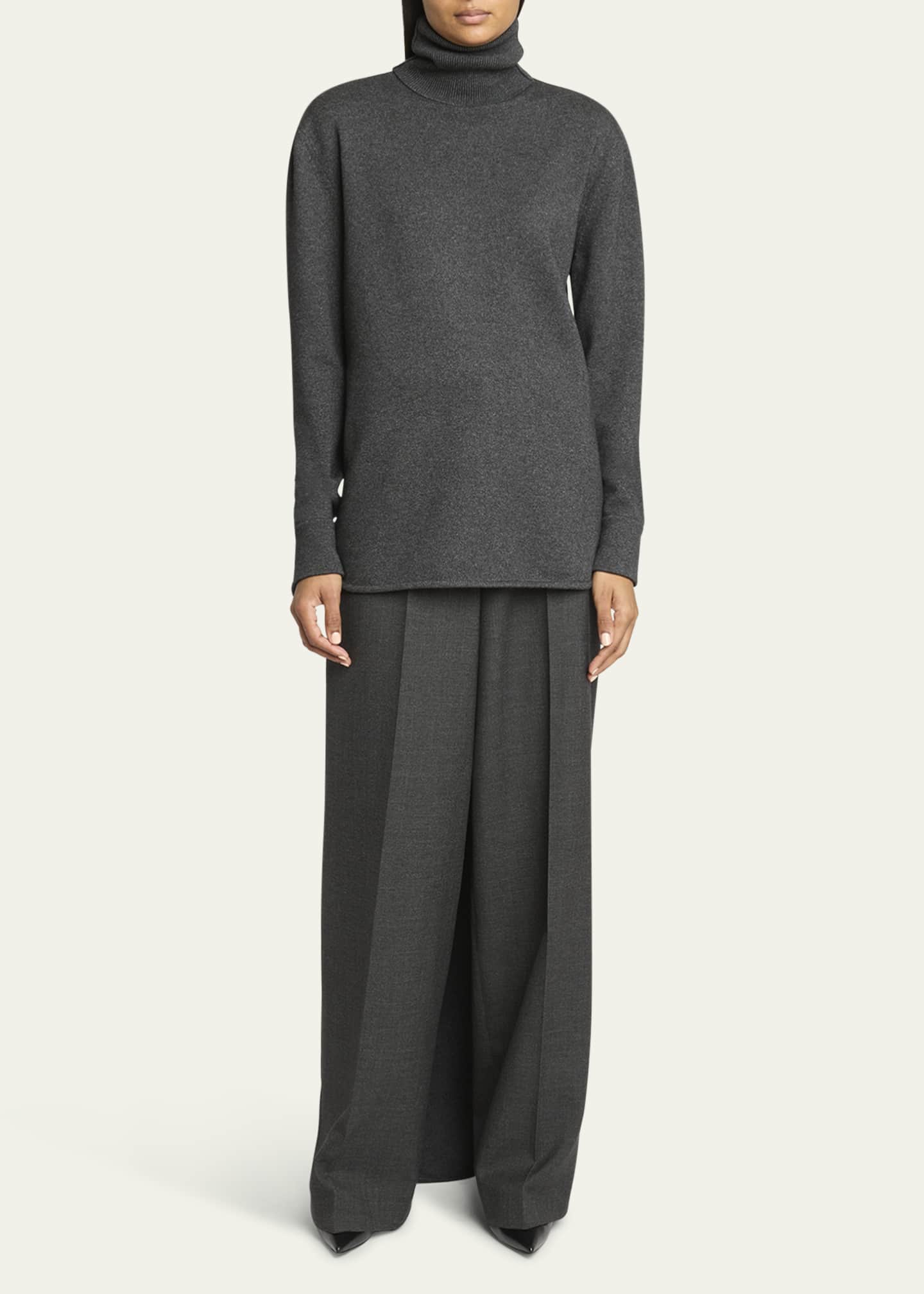 Givenchy Turtleneck Long-Back Wool-Cashmere Sweater Image 2 of 5
