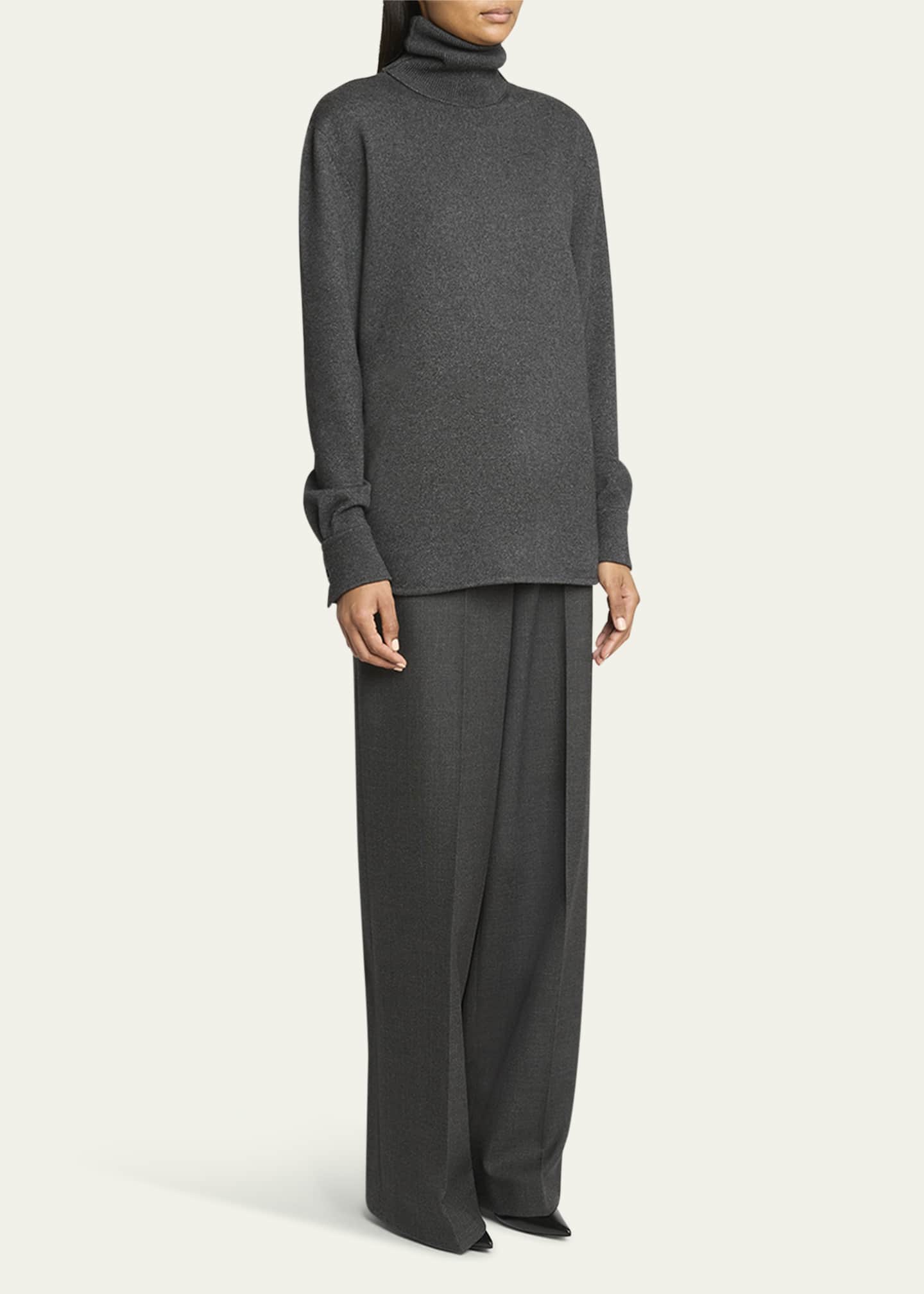 Givenchy Turtleneck Long-Back Wool-Cashmere Sweater Image 4 of 5