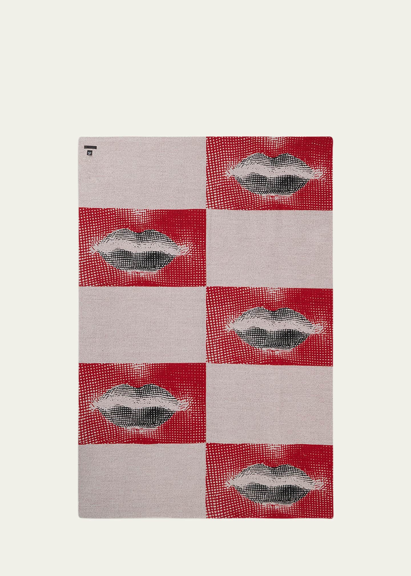 Fornasetti Kiss Jacquard Wool Throw Blanket Image 2 of 5