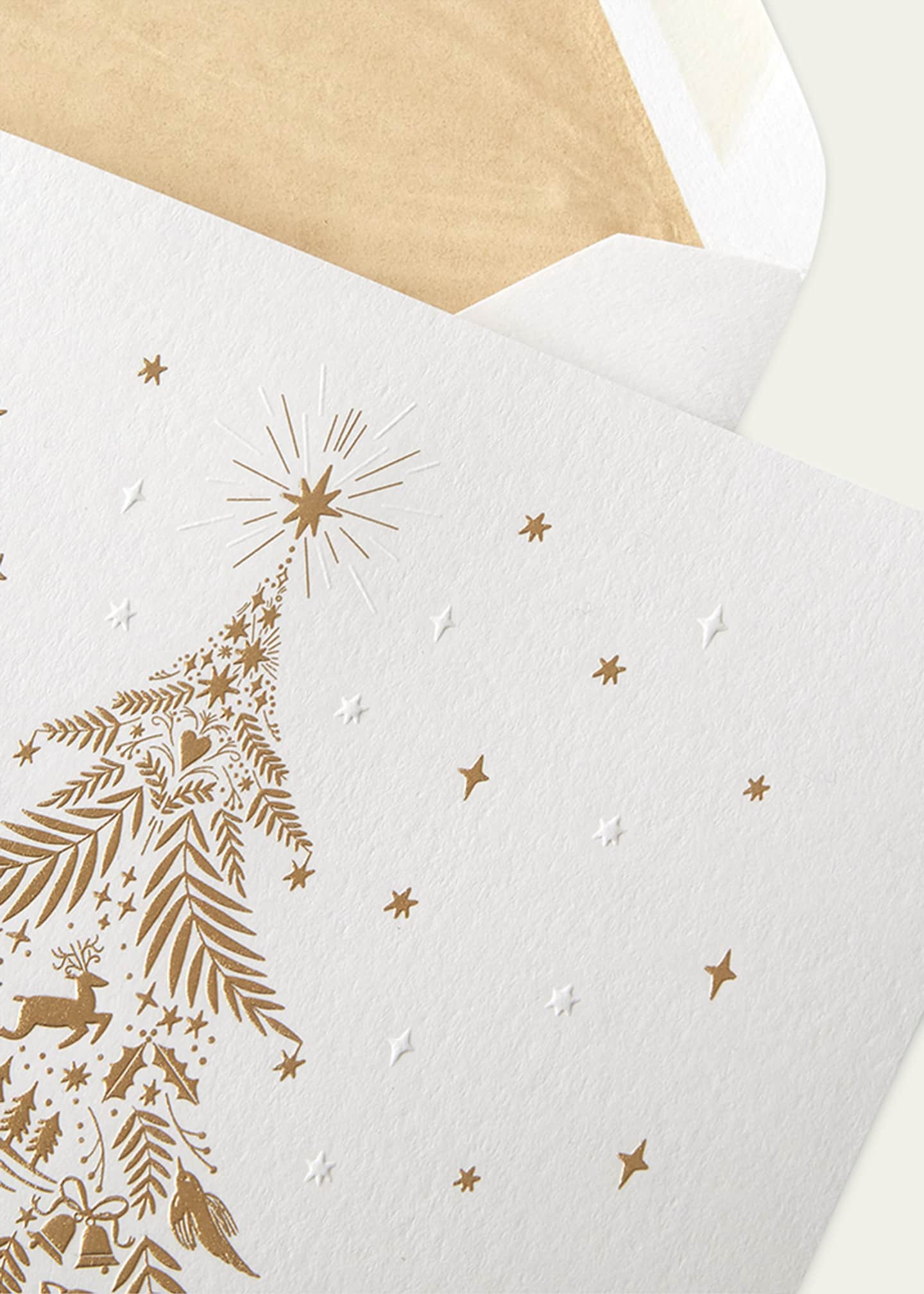 Smythson Golden Christmas Tree Cards, Box of 10 Bergdorf Goodman