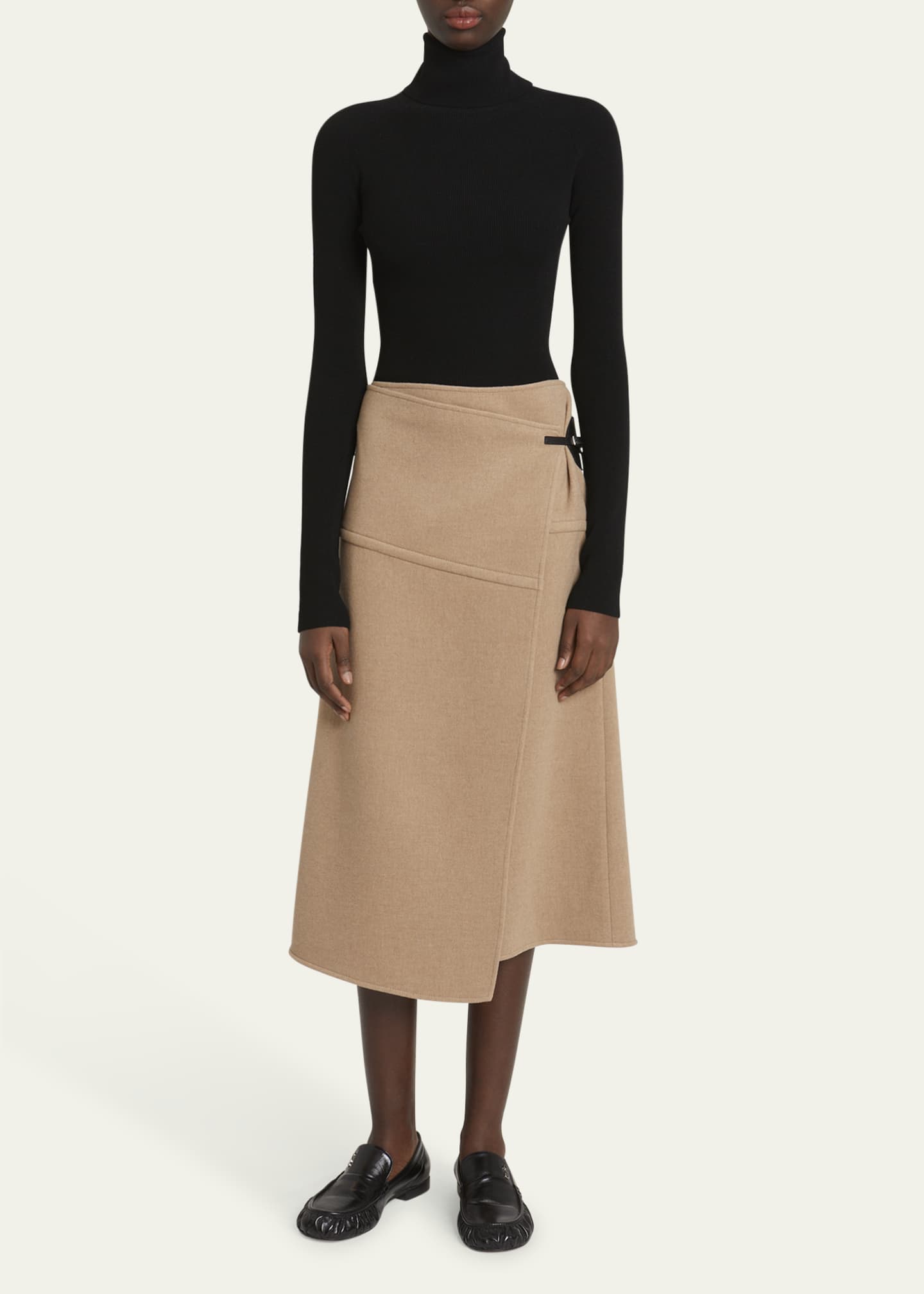 Aida Brushed Melange Wool Skirt - Thumbnail 2