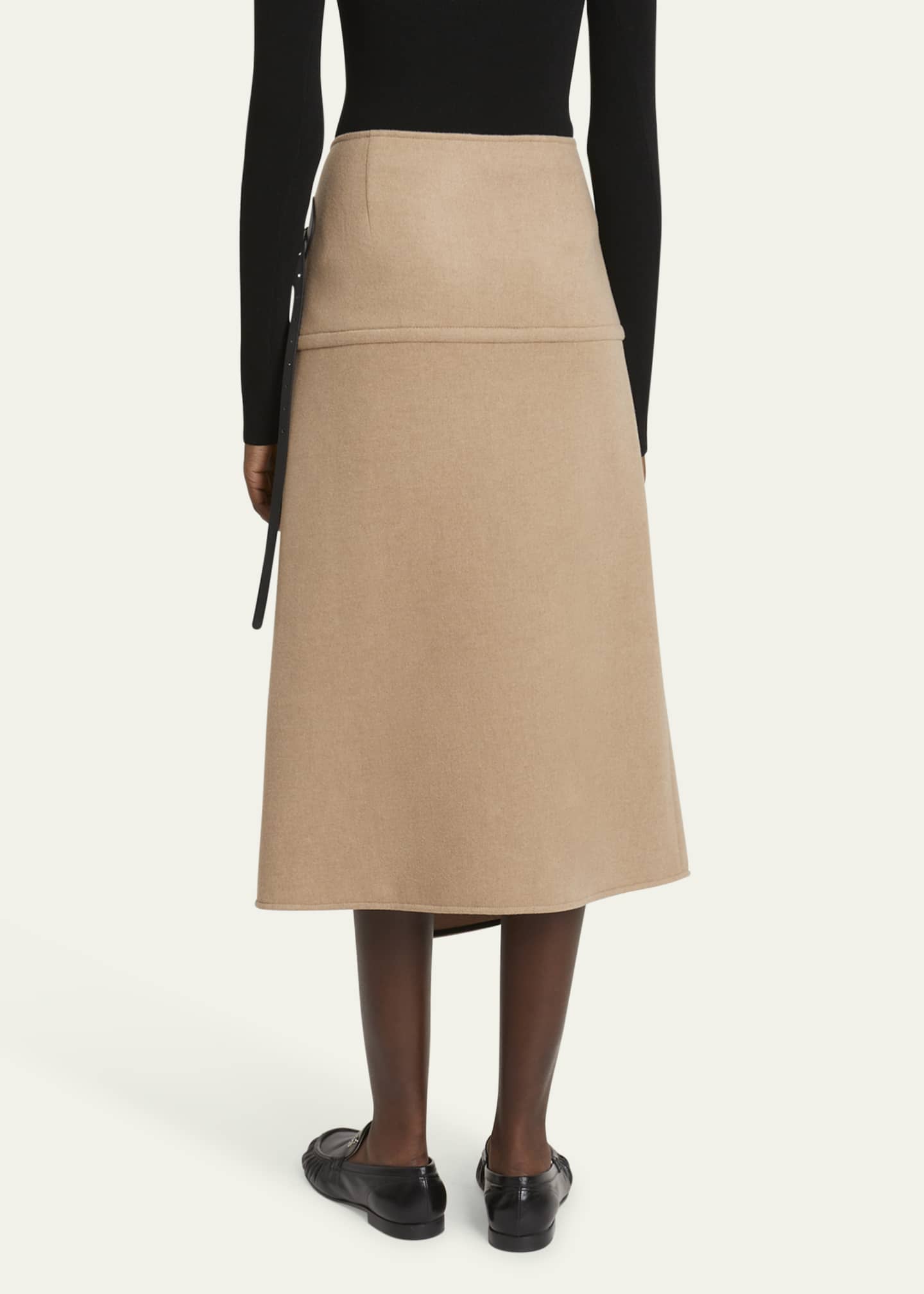 Aida Brushed Melange Wool Skirt - Thumbnail 3