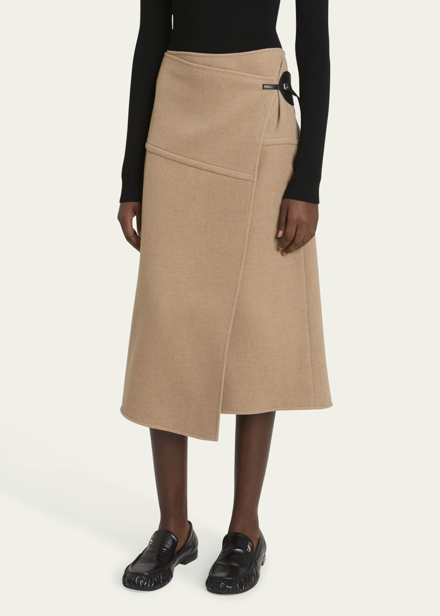Aida Brushed Melange Wool Skirt - Thumbnail 4