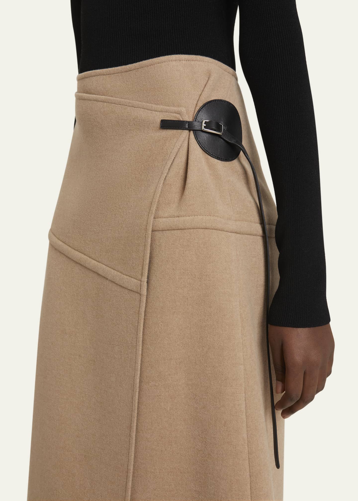 Aida Brushed Melange Wool Skirt - Thumbnail 5