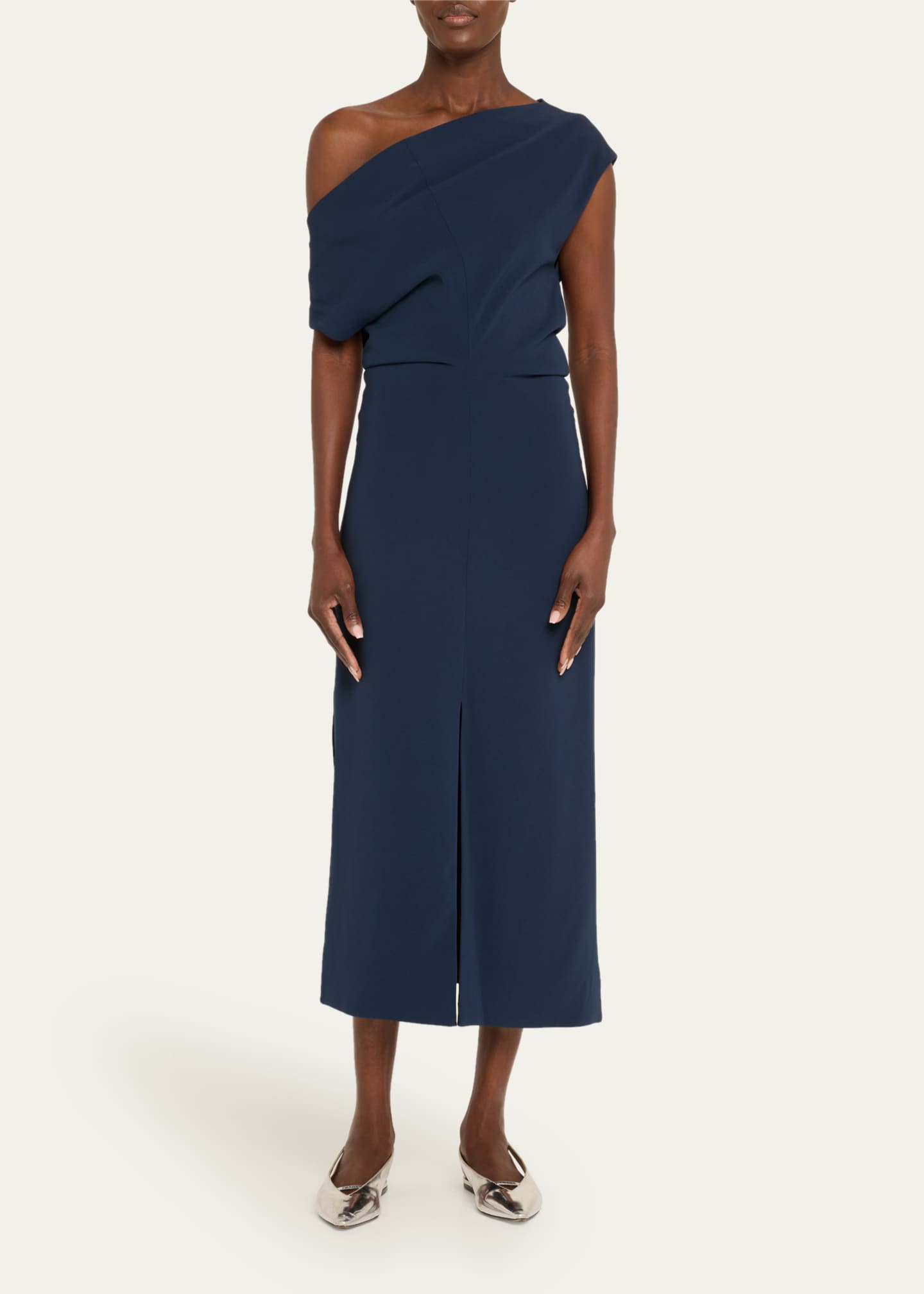 Proenza Schouler Rosa Off-Shoulder Matte Crepe Midi Dress Image 2 of 5
