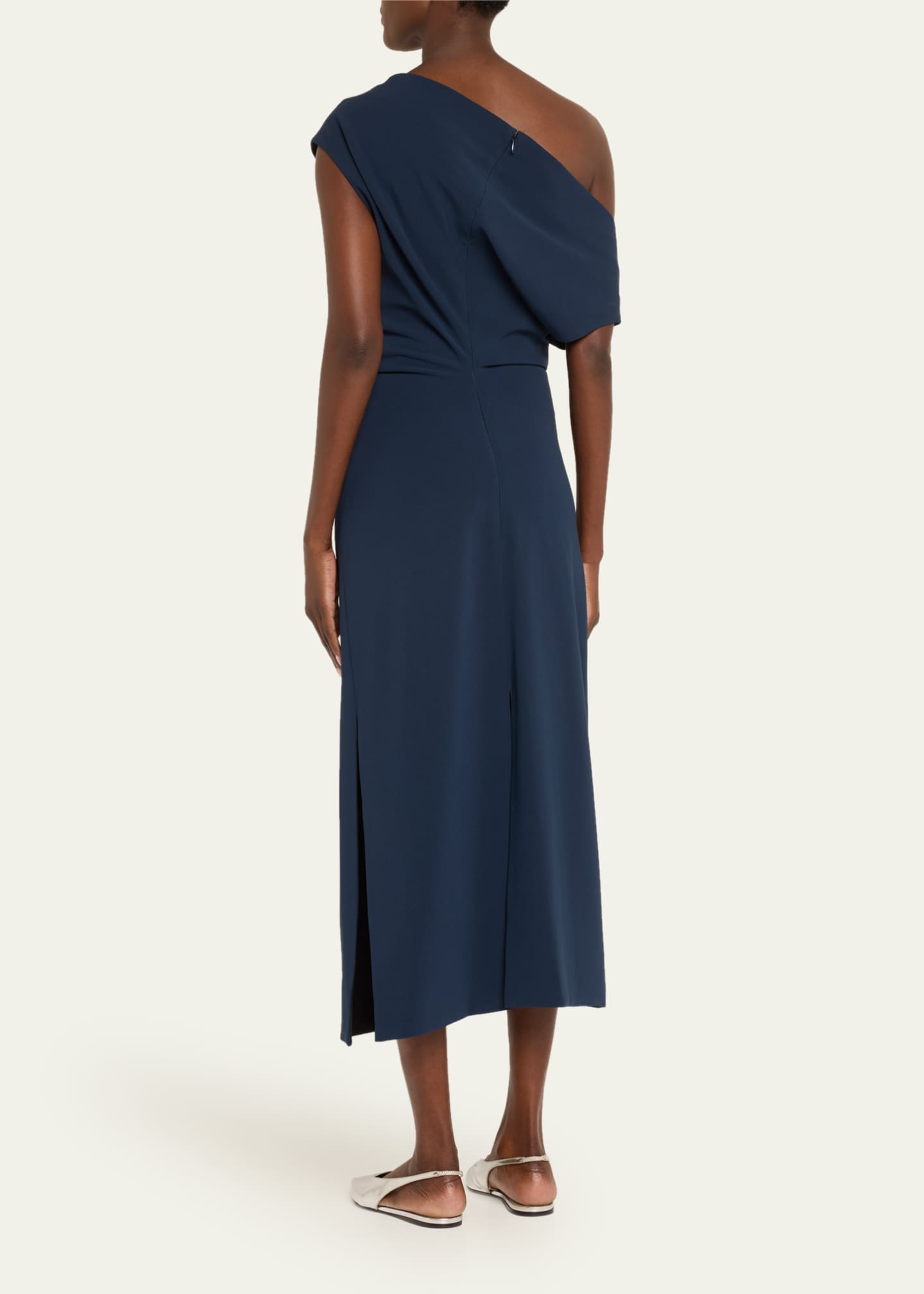 Proenza Schouler Rosa Off-Shoulder Matte Crepe Midi Dress Image 3 of 5